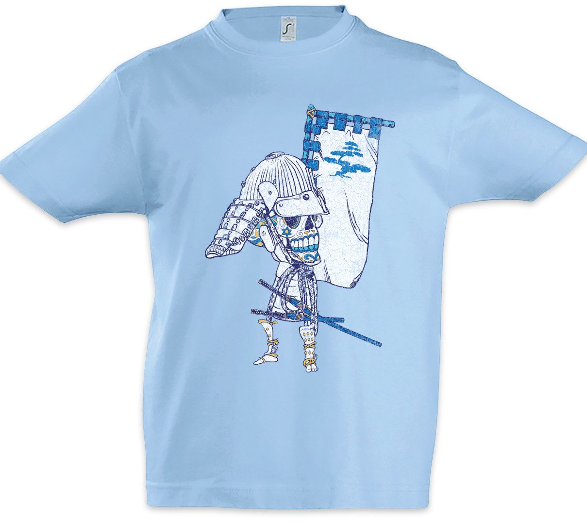 Print-Shirt Sugar Skull Samurai Kinder T-Shirt Ninja Schädel Mexiko Gang Samurai