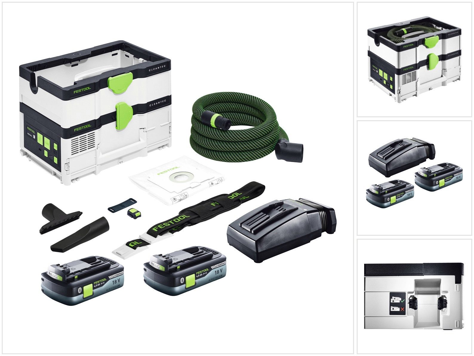 FESTOOL Akku-Handstaubsauger CTLC SYS Akku Absaugmobil 36 V (2x 18 V) Staubkl. L + 2x Akku 4,0 A