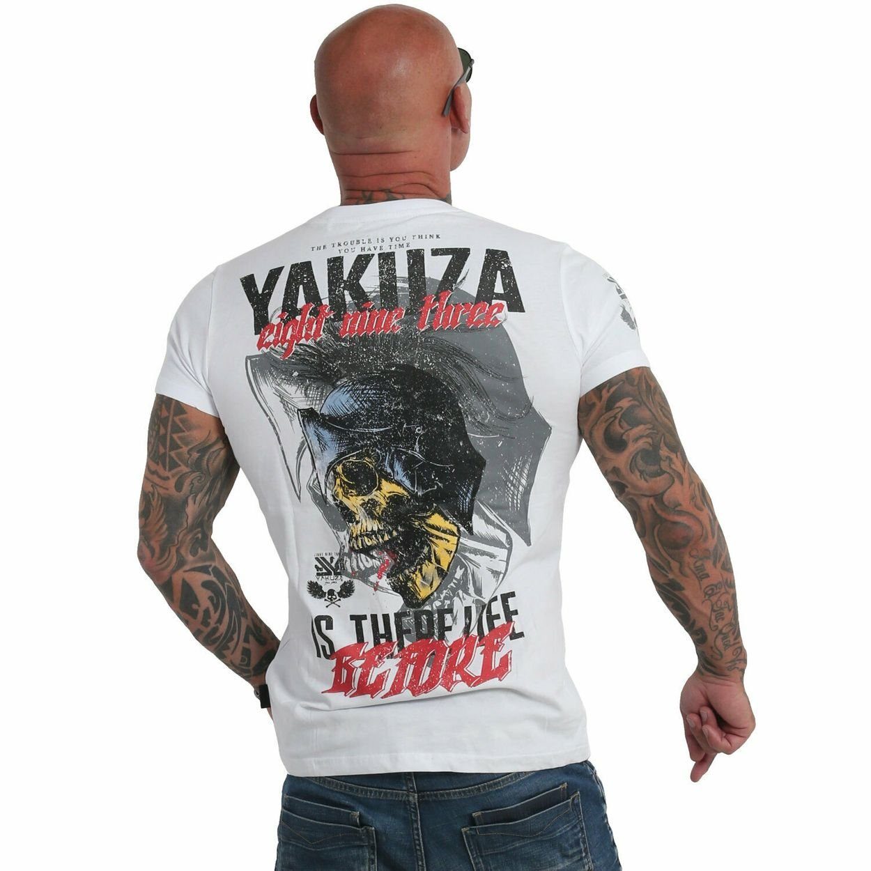 YAKUZA Print-Shirt Life Before Weiß
