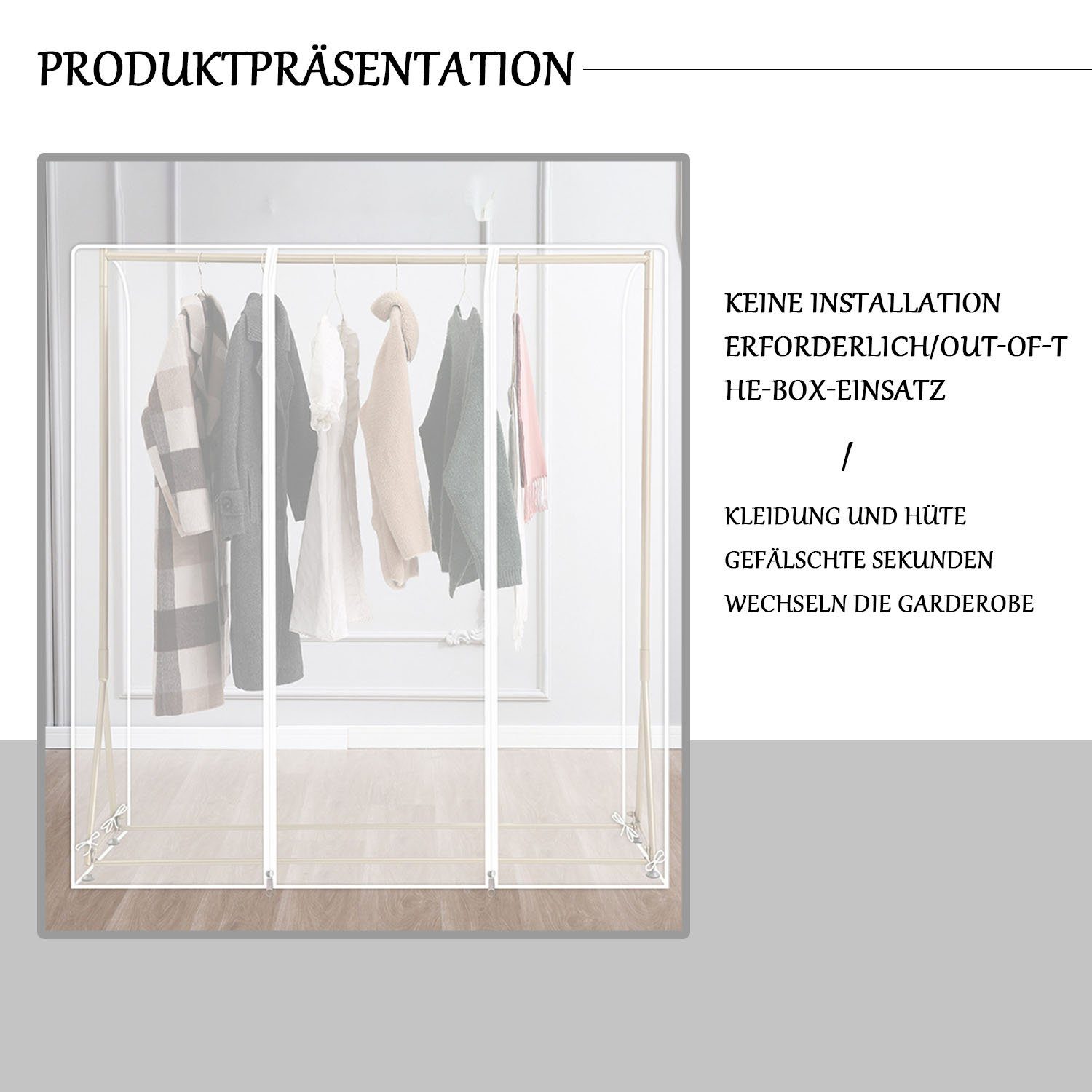 Transparent Garderobe offene St) Kleidersack Reißverschluss (1 Kleiderhülle für MAGICSHE mit