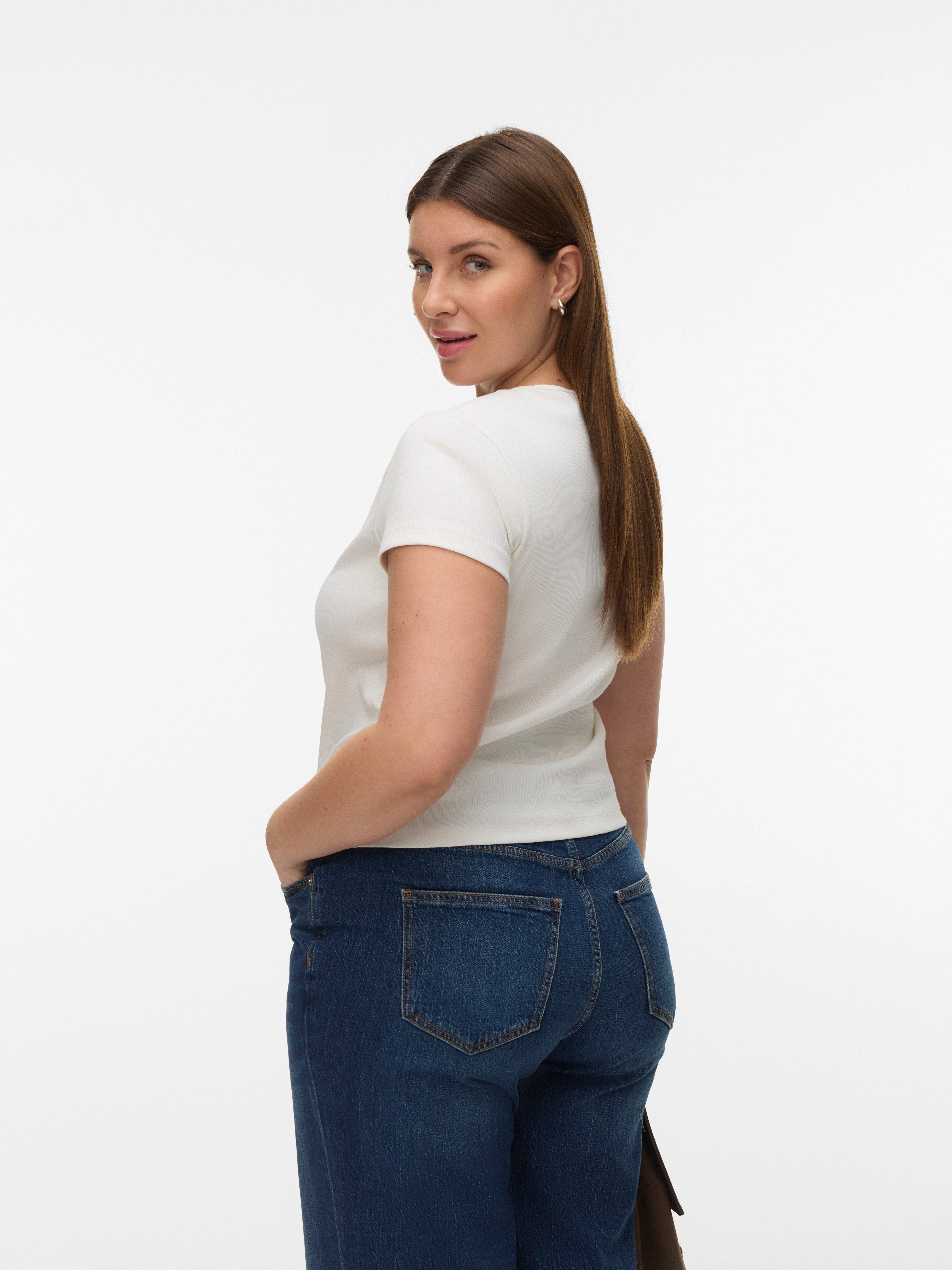Vero Moda Curve T-Shirt VMCHLOE SS SHORT TOP GA JRS NOOS CUR Baumwollmischu günstig online kaufen