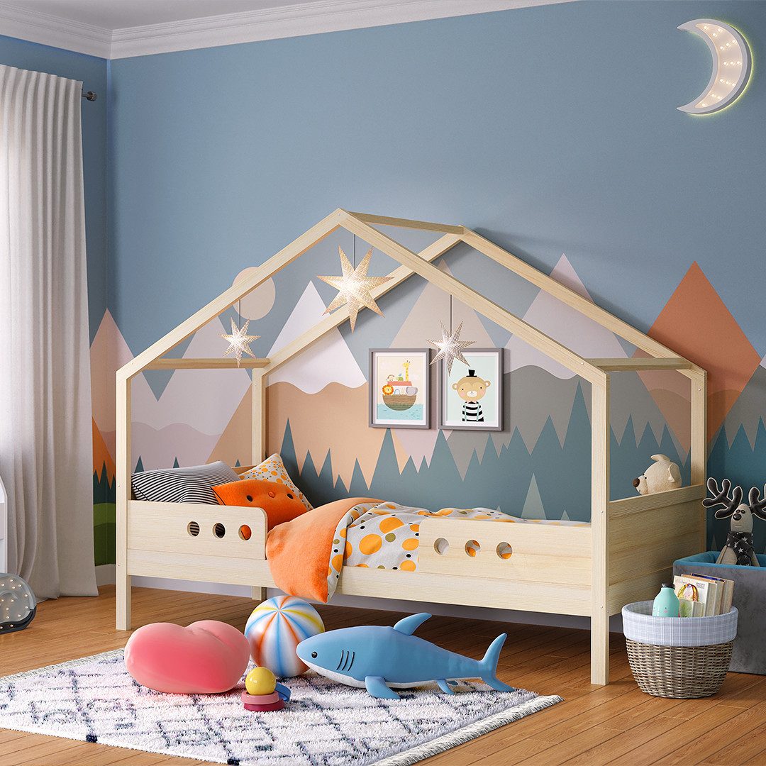 Bellabino Hausbett Bela 90x200 cm aus Massivholz Kiefer (natur, optional mi günstig online kaufen