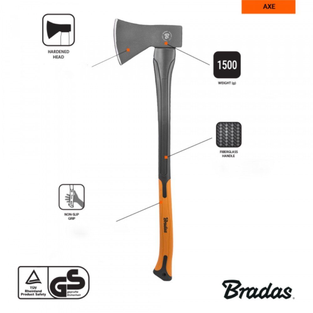 Bradas Spaltaxt Bradas Universalaxt Spaltaxt Axt Beil Fiberglas 1500g, 80,00 cm Länge, (1-St) – Bild 4 von 5