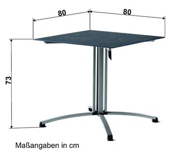 sieger Gartentisch 5330-20, in Schiefer anthrazit, Polytec® - 80x73x80cm (BxHxT)