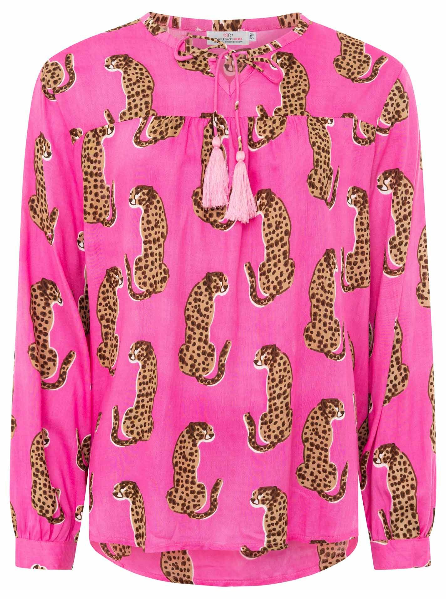 Zwillingsherz Klassische Bluse Trendy Tiger / Lovely Leopard Tasseln