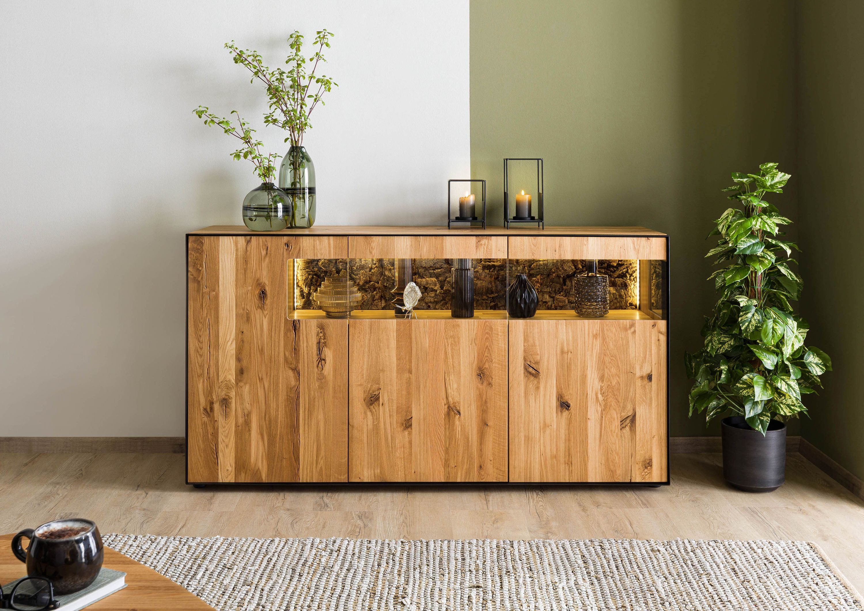 Massivmoebel24 Sideboard (Wildeiche 160x45x87 natur geölt günstig online kaufen
