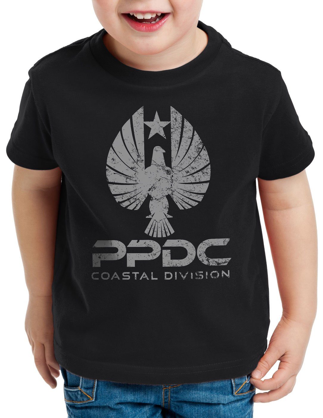 style3 Print-Shirt Kinder T-Shirt Pan Pacific Defense kaiju abwehr schwarz