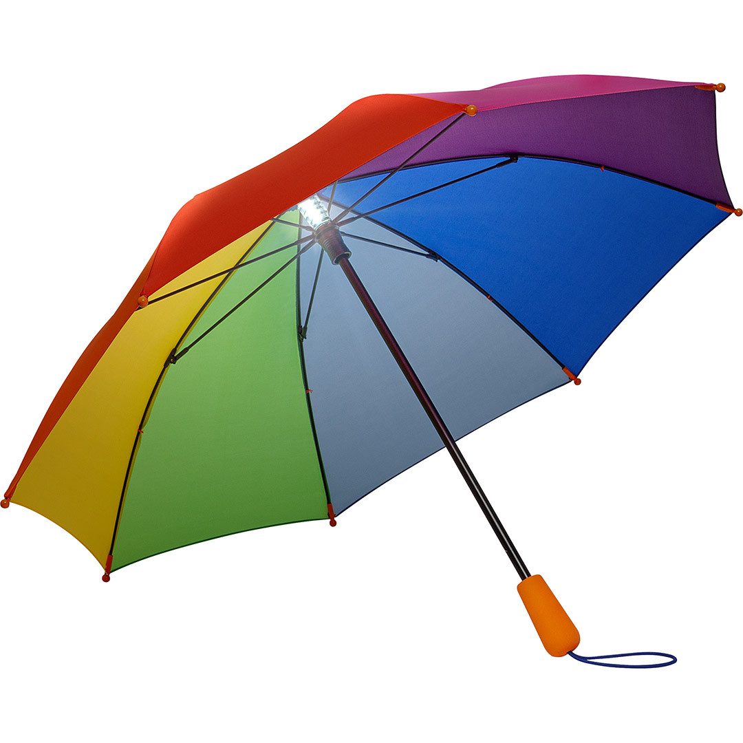 FARE Stockregenschirm, Kinder, LED-Innenbeleuchtung, Windproof-PLUS, Abgerundete Spitzen