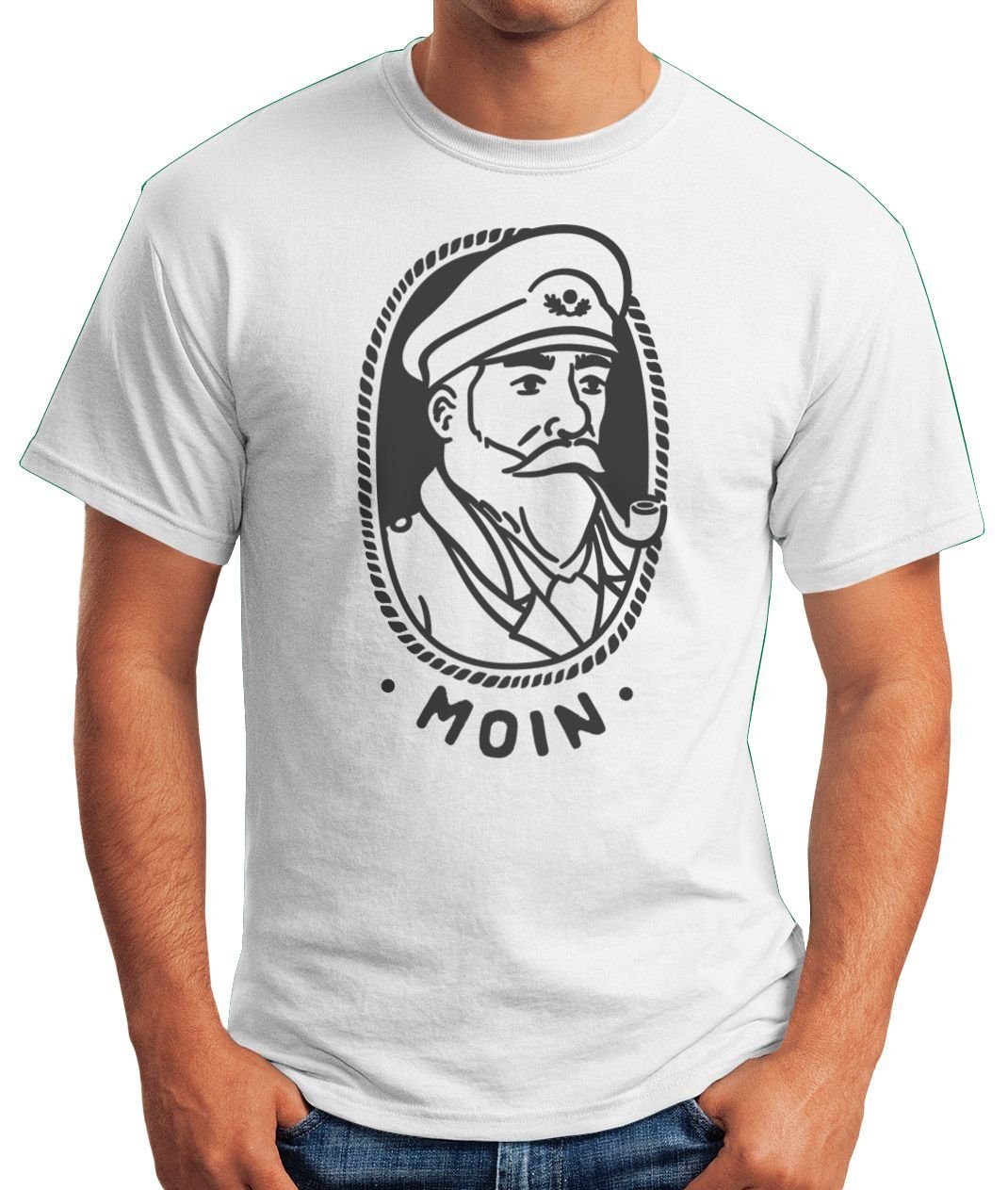 MoonWorks Print-Shirt Herren T-Shirt Kapitän Seemann mit Pfeife Schriftzug günstig online kaufen