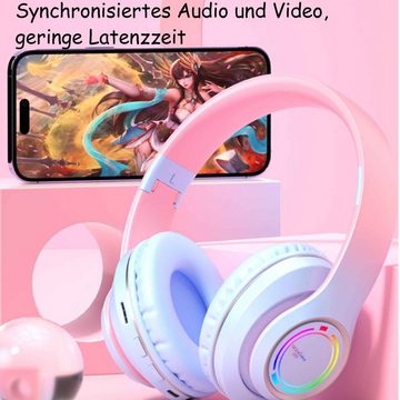 Diida Kopfhörer, Bluetooth-Kopfhörer,Headset,Kopfhörer mit Farbverlauf Headset (bluetooth, Mit 3,5-mm-Audiokabel, kabelgebunden und kabellos)