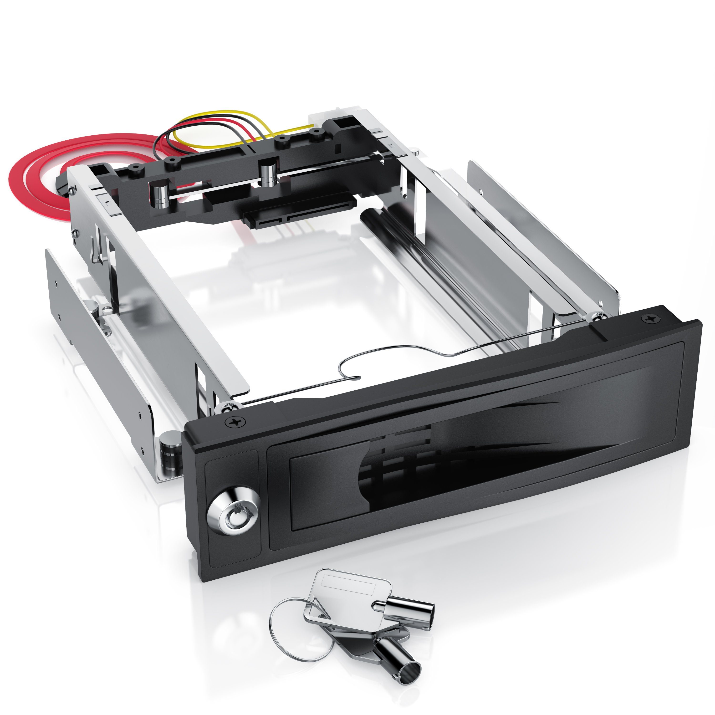 CSL Festplatten-Wechselrahmen, 5,25", für 3,5" SATA HDD's, Anti-Vibrations-Kit, Abschließbar