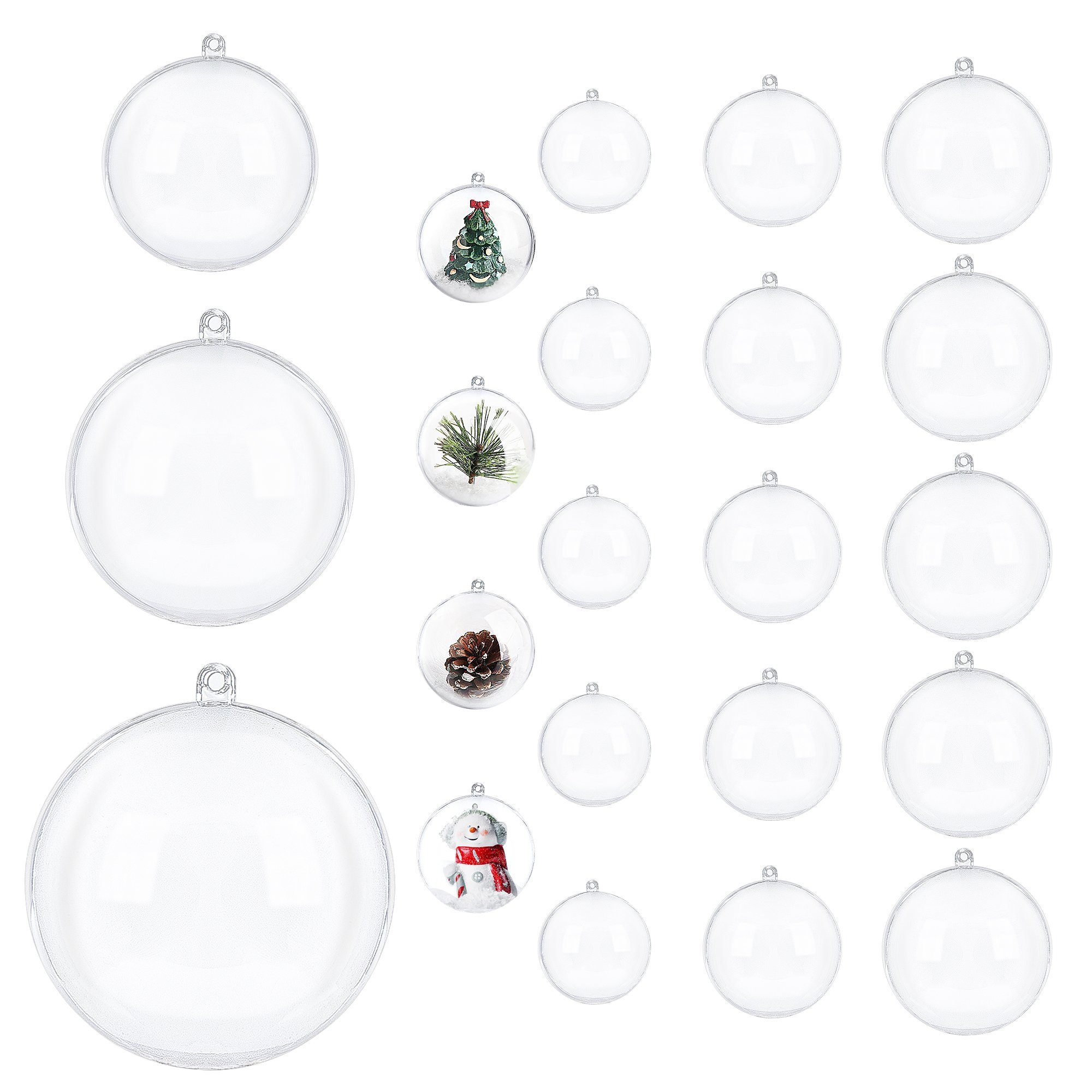 Christbaumschmuck Durchsichtig Kunststoffkugeln für 15tlg Homewit (1-tlg), Weihnachtsbaum/Decoration/Hochzeit/Geburtstag/Party Weihnachtskugeln Befüllbare Hänger