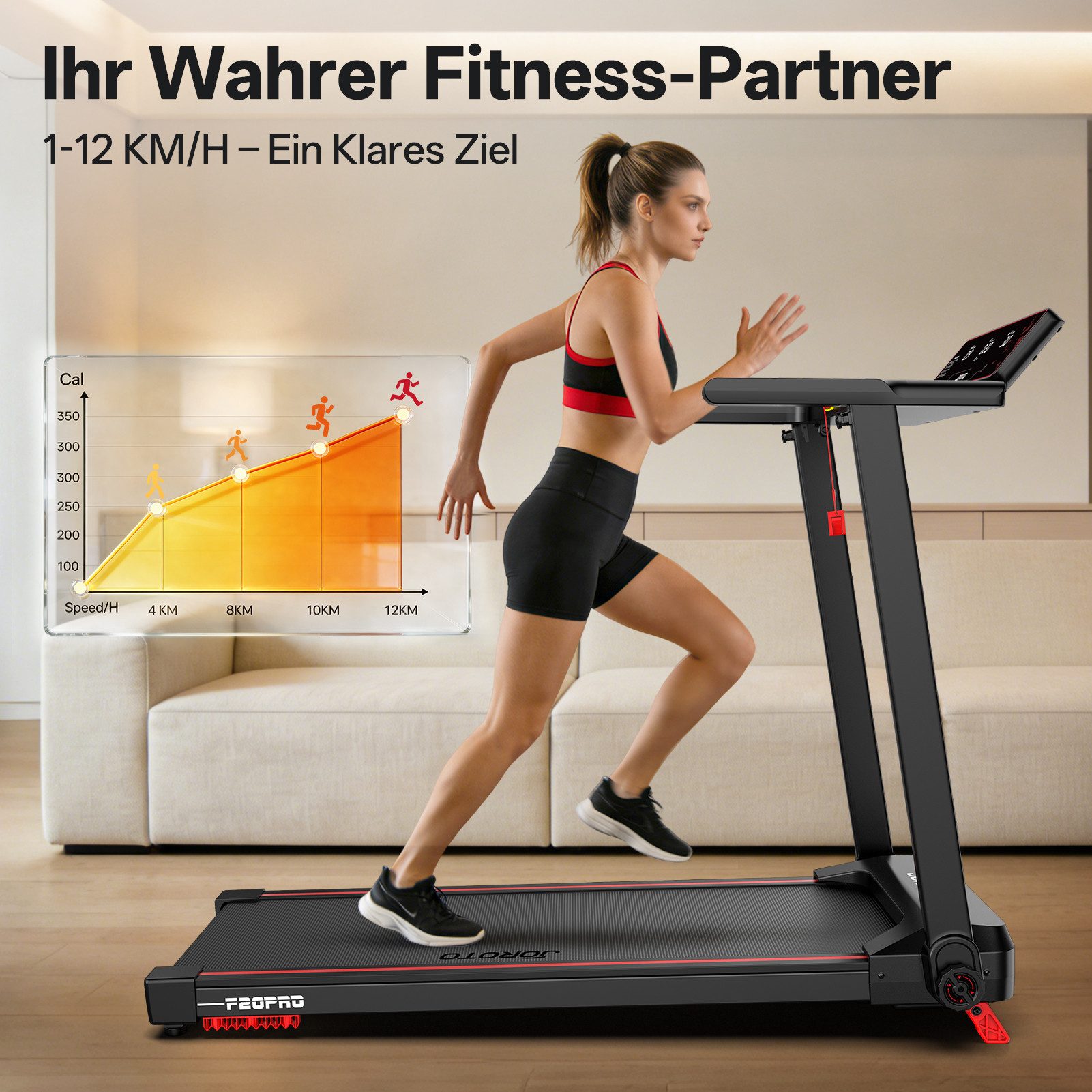 JOROTO Laufband JOROTO Klapplaufband: 2,5 PS, 10% Steigung, 12 km/h, 130kg Belastung