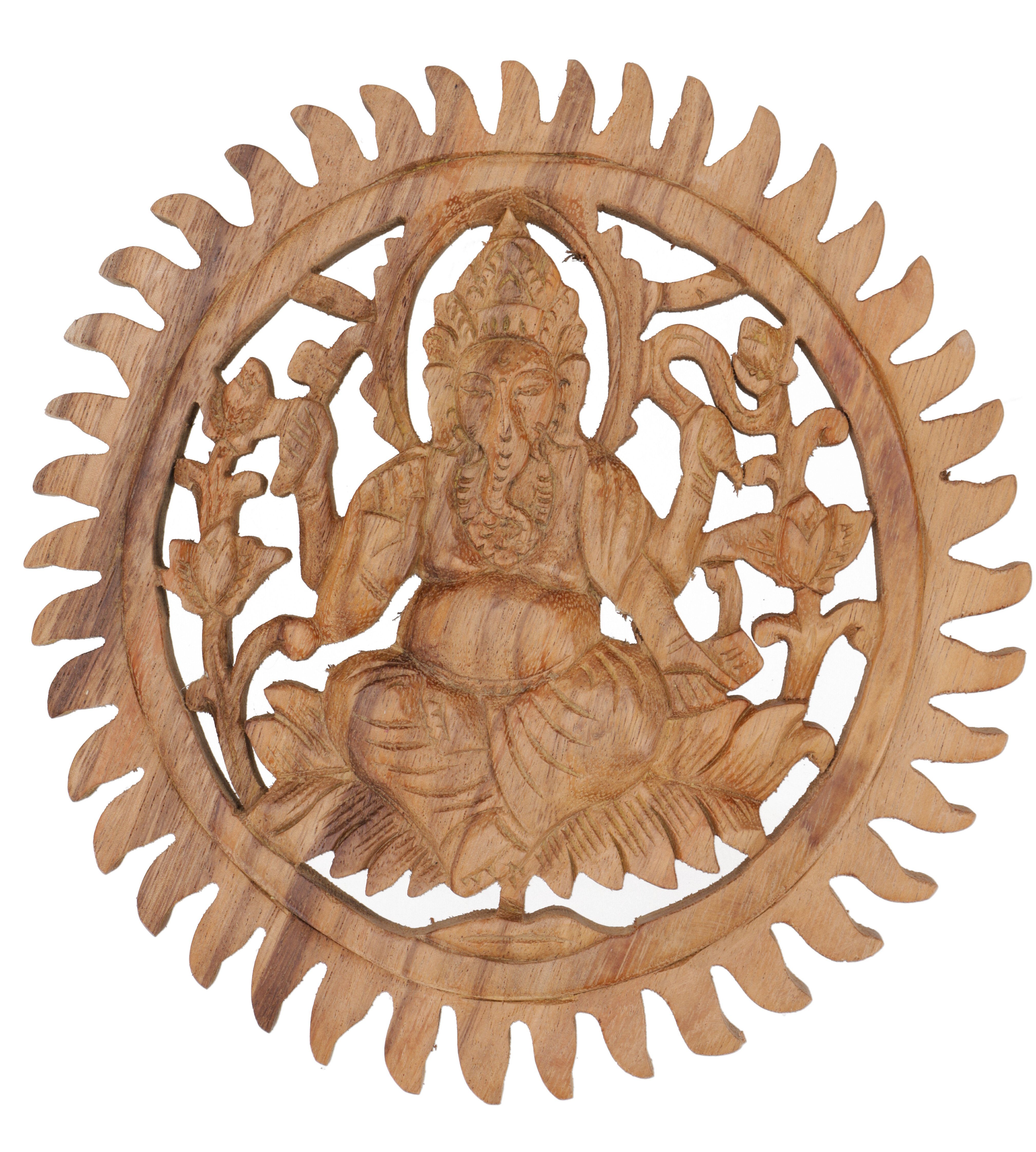 Guru-Shop Wandbild Geschnitztes Wandbild Deko Wandrelief - Ganesh