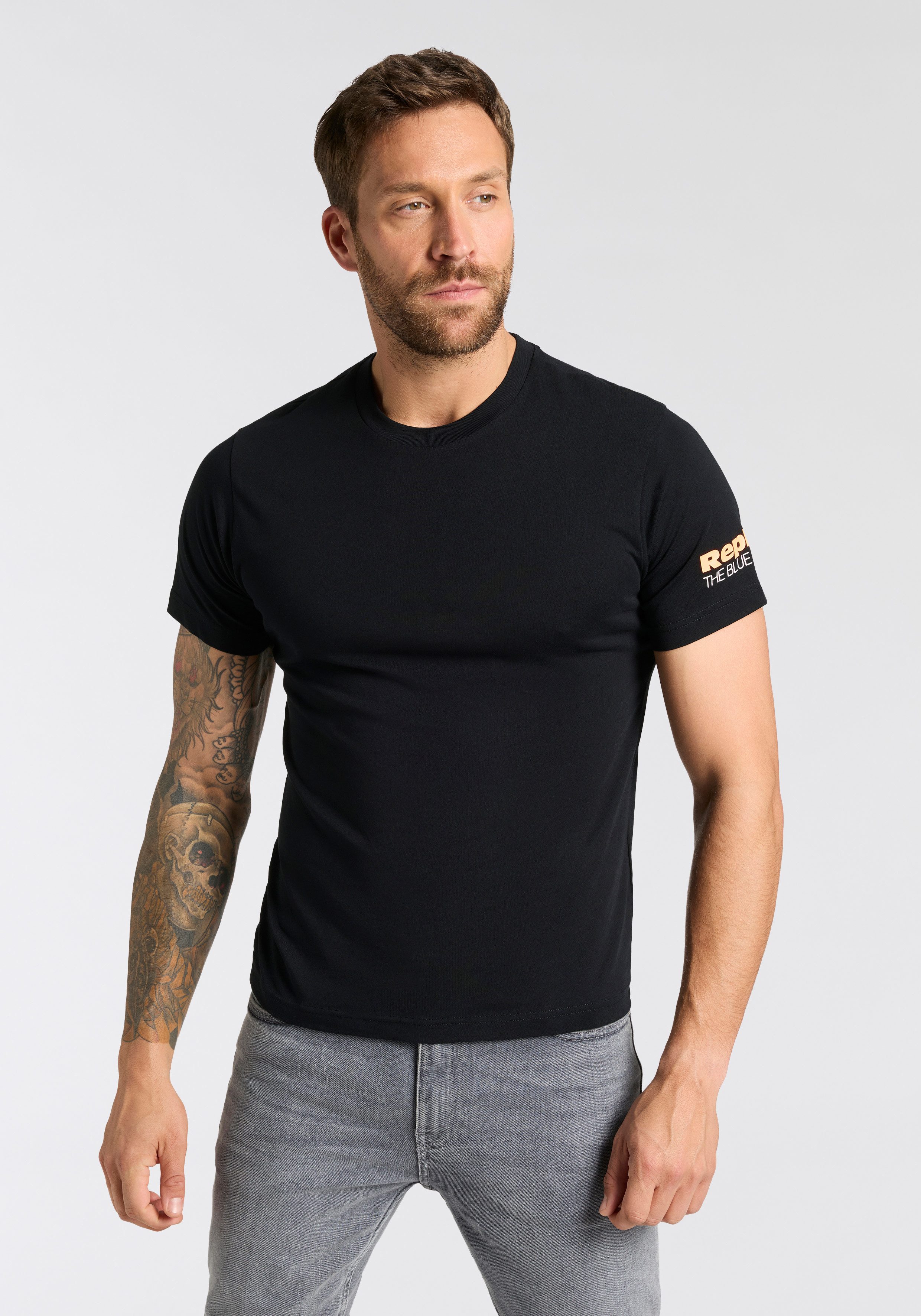 Replay T-Shirt Replaydruck am Ärmelabschluss
