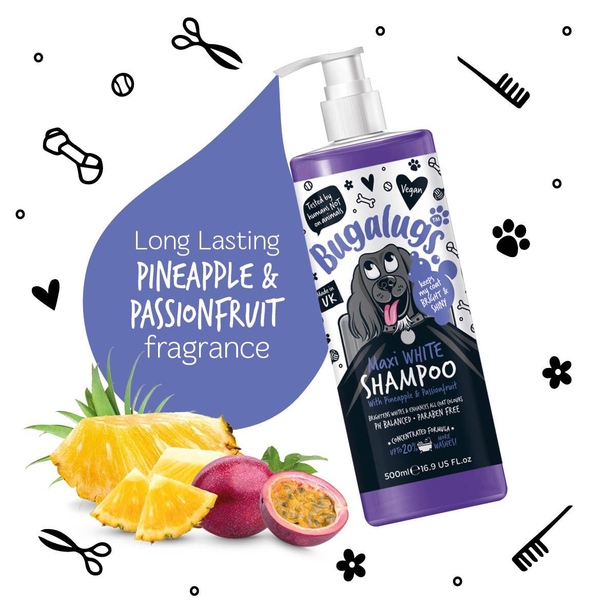Bugalugs Tiershampoo Bugalugs Hundeshampoo Maxi White 500 ml, 500 ml, (1-St), ph neutral, Hunde Shampoo, Lake District
