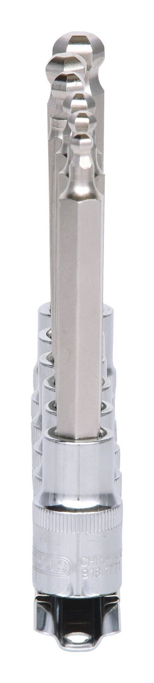 Thumbnail - KS Tools Bit-Set CHROMEplus, 6-St., 1/2" Stecknuss-Satz Innensechskant, Kugelkopf, 6-teilig lang, 5-12 mm
