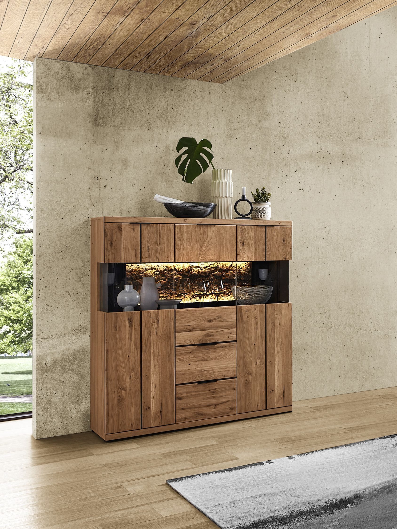 HARPER Highboard Highboard HARPER WINBURG BHT 122x144x42 cm braun Hochkommode