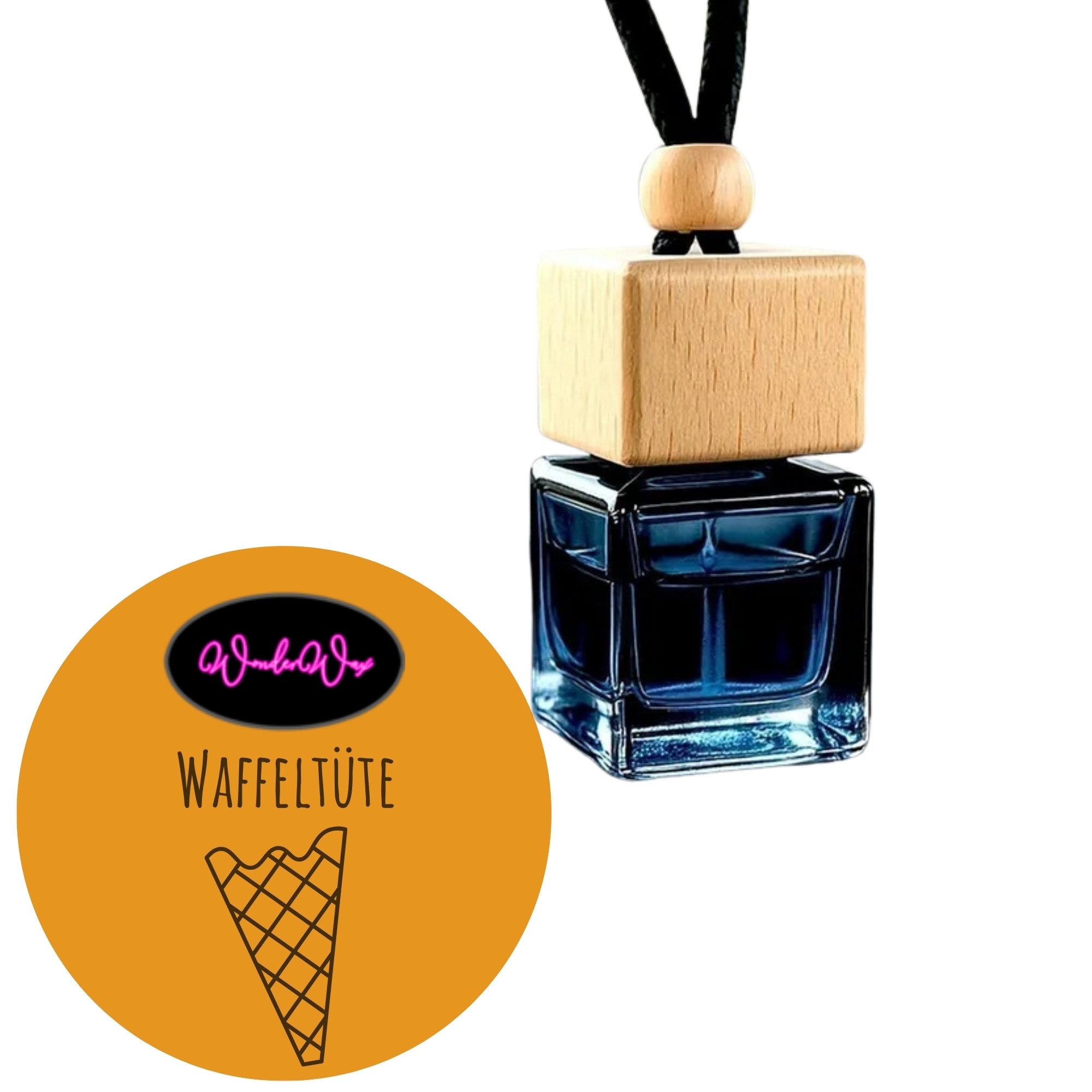 WonderWax Raumduft WonderWax® Auto Duft Quadrat Schwarz braun 8 ml, (Waffeltüte), Duftrichtung: Vanille Waffeltüte