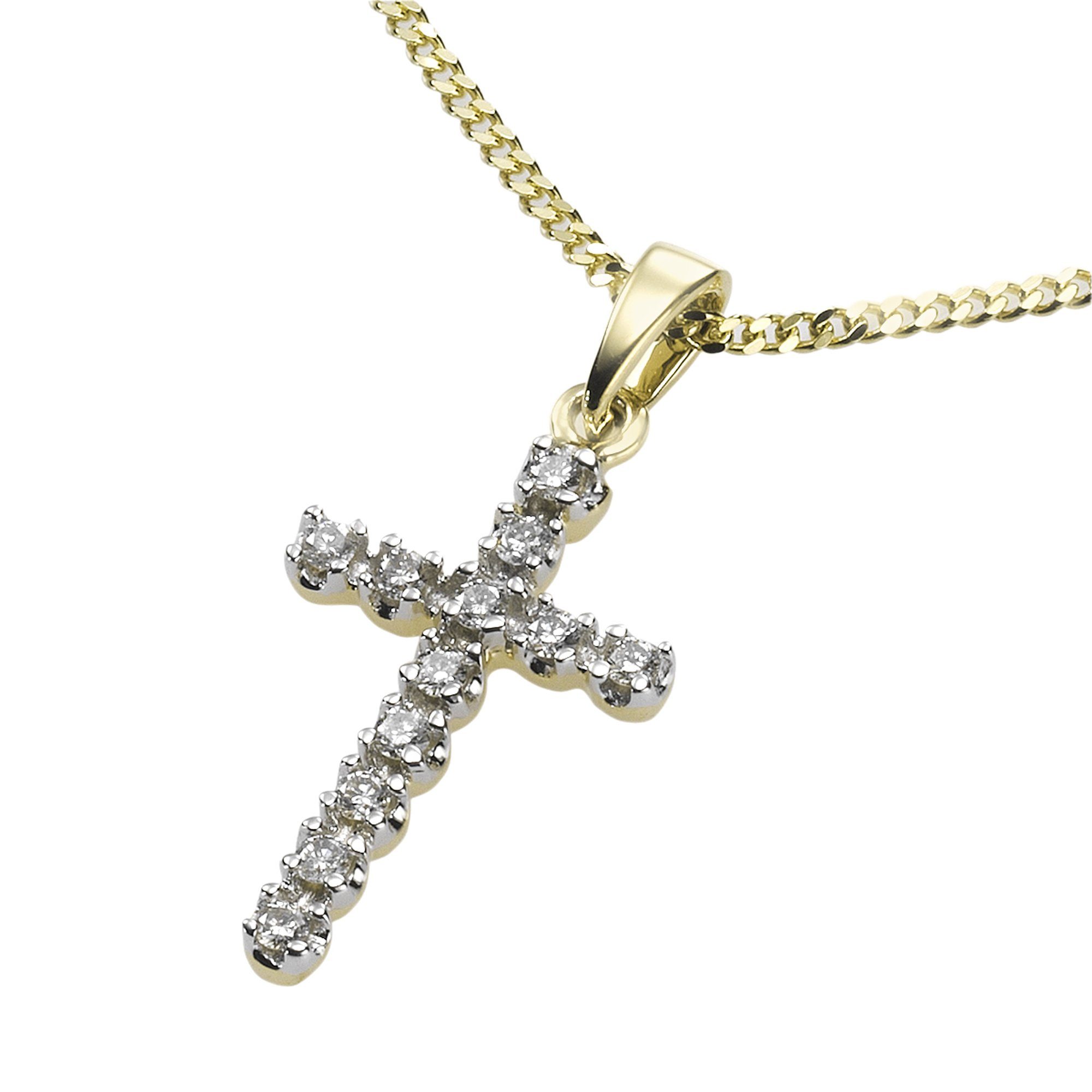 Diamonds by Ellen K. Kette mit Anhänger Gold 585 Kreuz mit 12x Diamant zus. günstig online kaufen