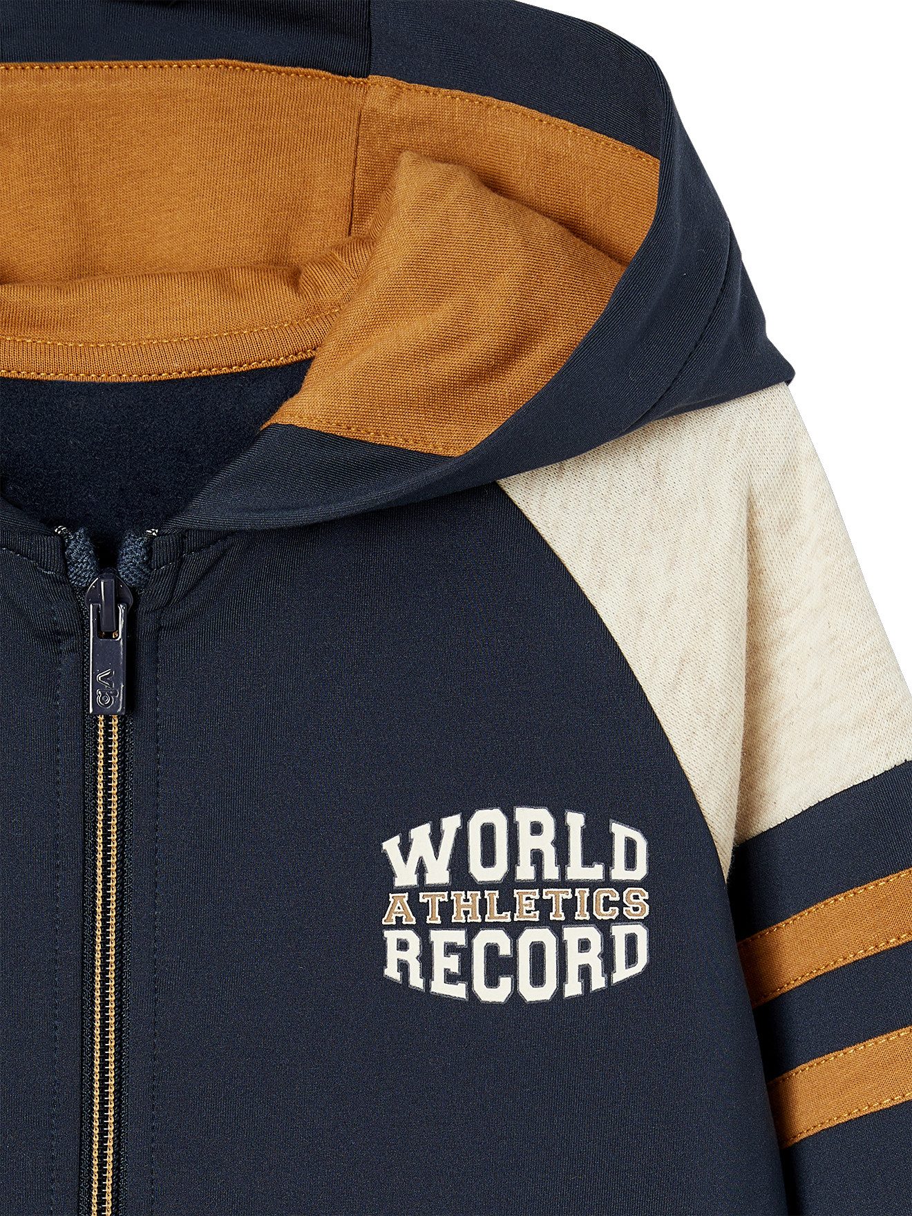 vertbaudet Fleecepullover Jungen Sportjacke mit Kapuze und Reißverschluss Reißverschluss