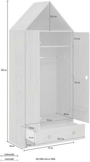 Lüttenhütt Jugendzimmer-Set Alpi, (Spar-Set, 2-St), für Kleiderschrank Hausoptik, perfekt und Räume in Hochbett weiß kleine