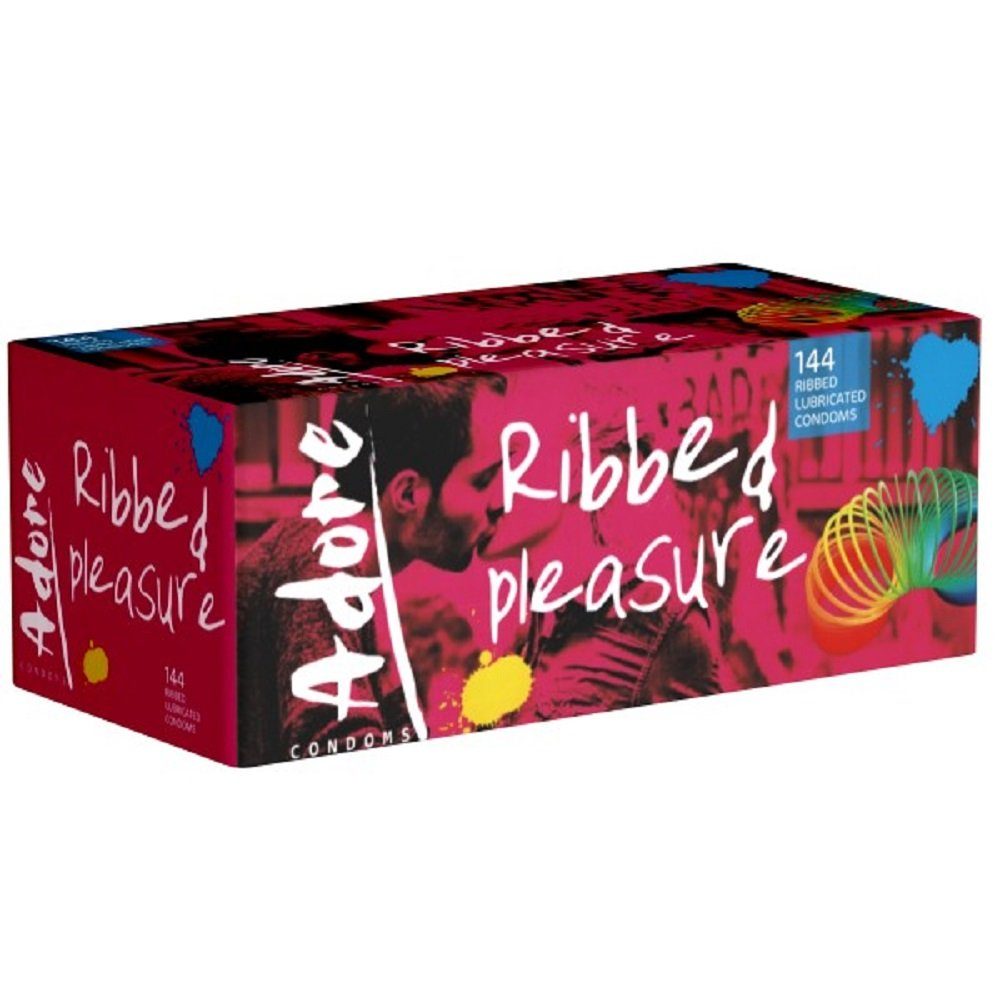 Adore Kondome Adore «Ribbed Pleasure» gerillte Kondome für intensiven  Intimverkehr Packung mit, 144 St., Rippenkondome, Kondomvorrat