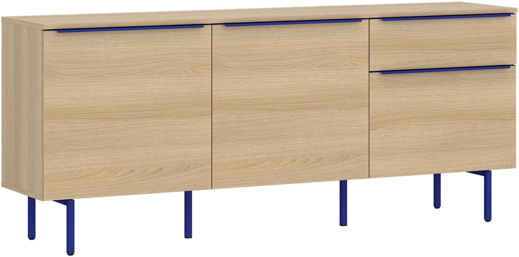 TOM TAILOR HOME Sideboard COLOR PUZZLE 04 – 3 Türen 1 Schublade mit farbigem Griff und Füßen, Lowboard, Breite 165 cm,3 Türen,1 Schublade, viel Stauraum
