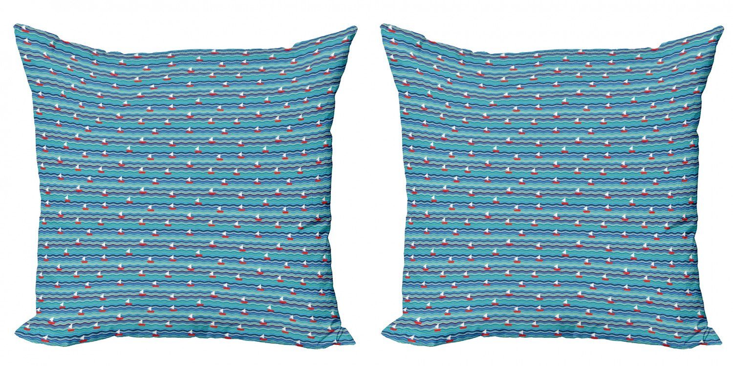 Wellen Doppelseitiger Boote Stück), abstrakte Modern Abakuhaus (2 Kissenbezüge Accent auf Digitaldruck, Nautisch