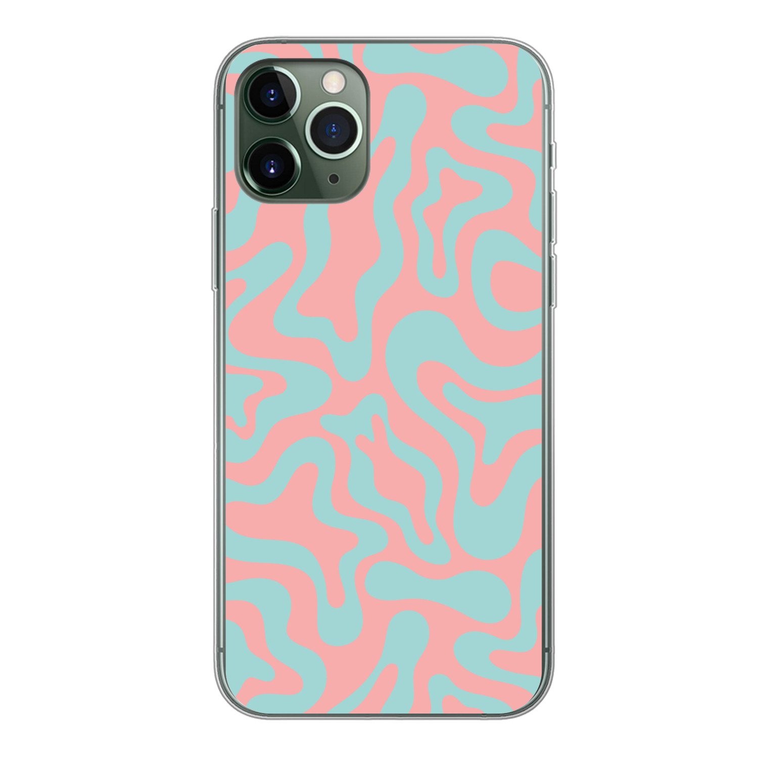 MuchoWow Handyhülle für Apple iPhone 11 Pro Abstrakt - Muster - Blau - Rosa - Farbenfroh, Smartphone-Bumper, Print, Handy Schutzhülle Dünn