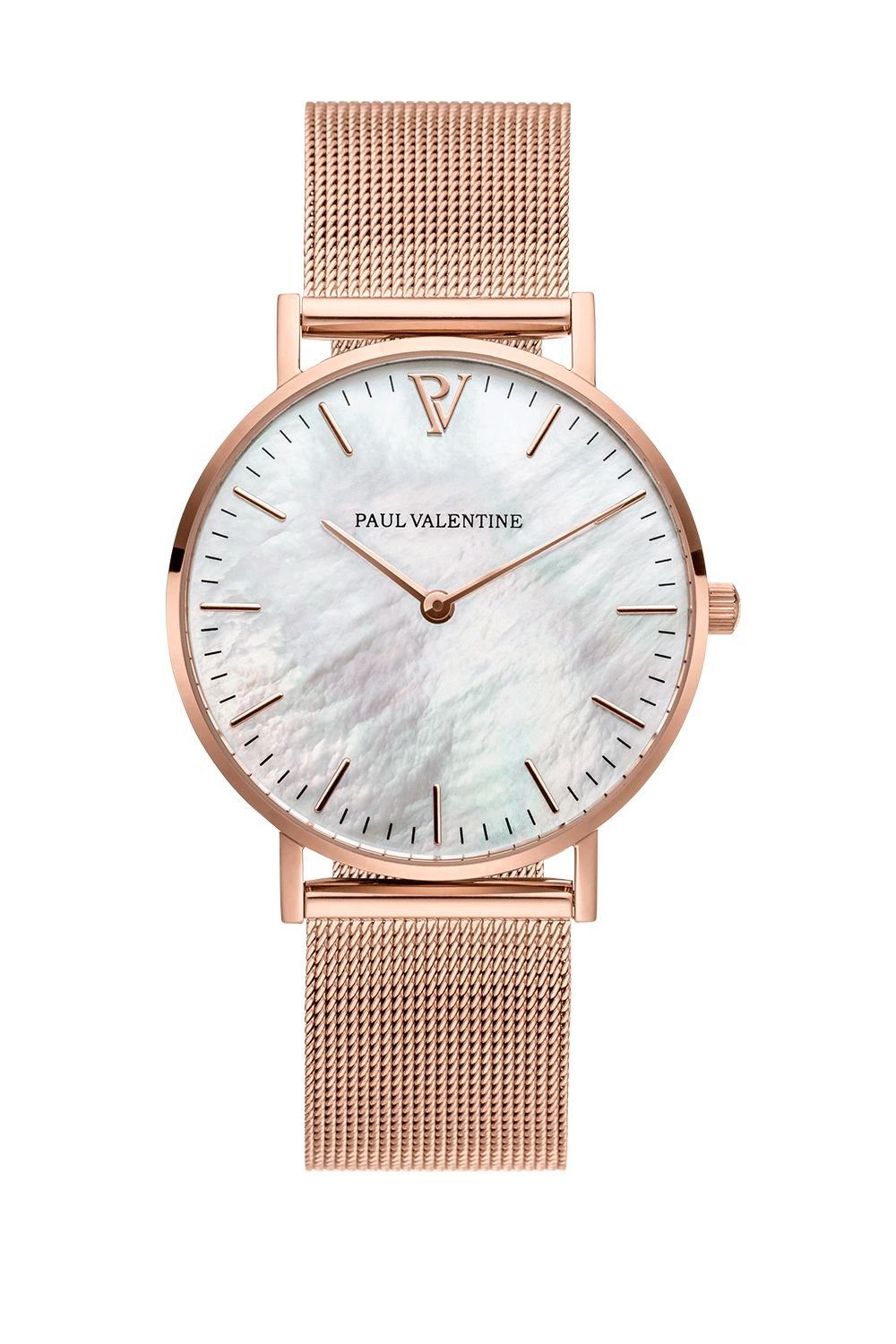 Paul Valentine Quarzuhr ROSE GOLD SEASHELL MESH