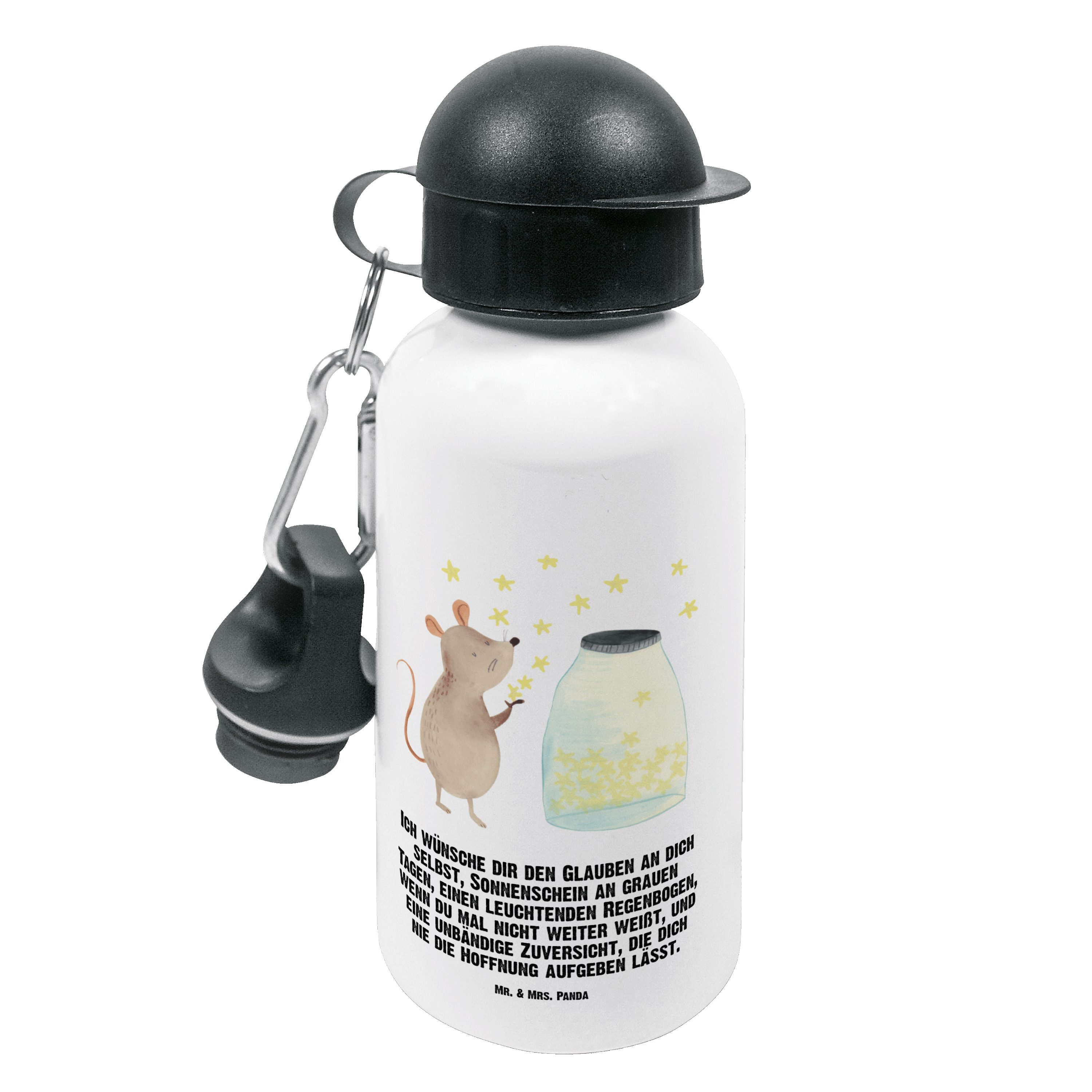 Mr. & Mrs. Panda Trinkflasche Maus Sterne - Weiß - Geschenk, Kindergarten Flasche, Kids, Tiere, Tie
