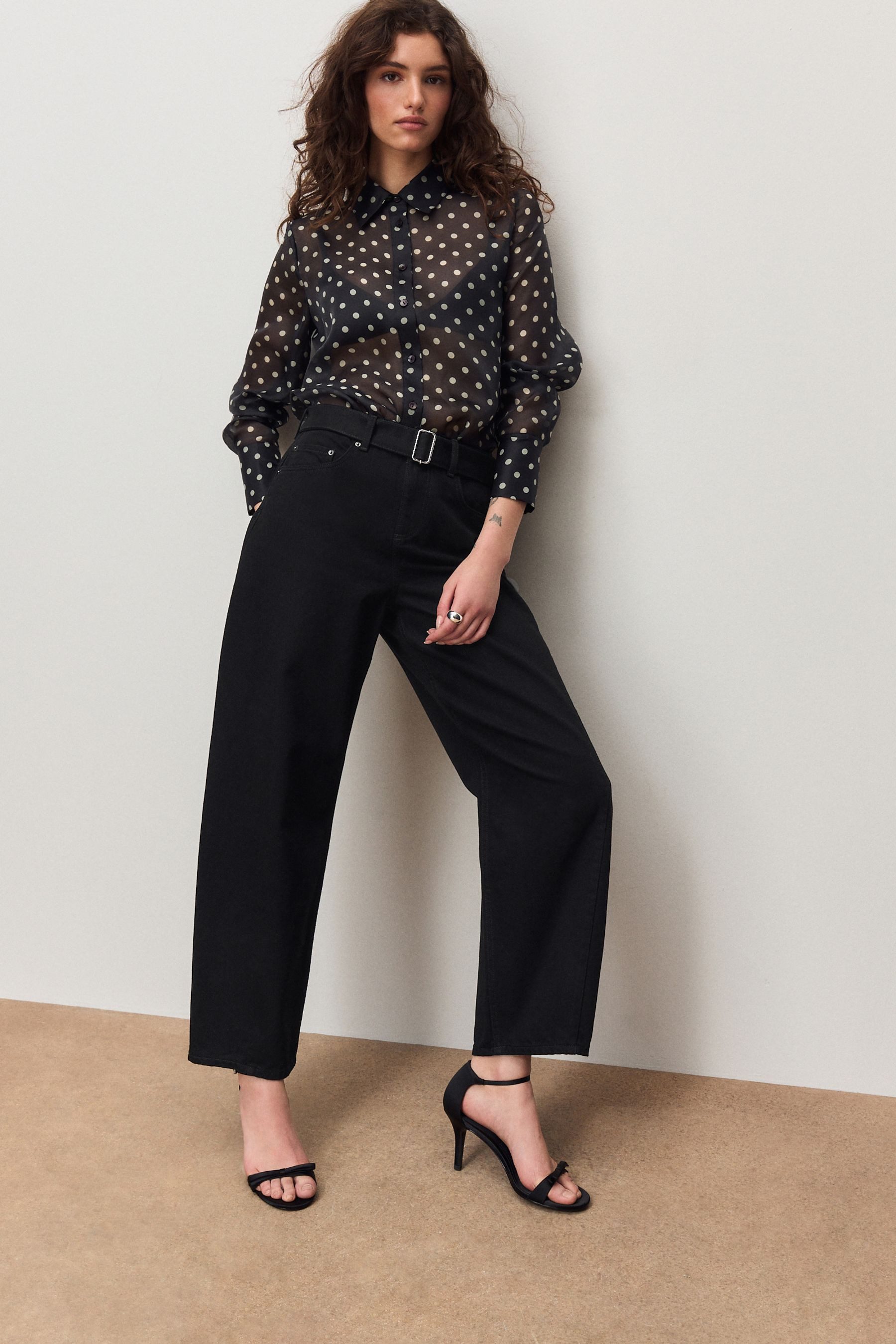 Next Weite Jeans Jeans mit Barrel-Bein und Gürtel (1-tlg)