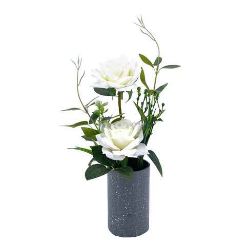 Kunstblume Kunstblume weiße Rosen in Vase Leilani Rose, NTK-Collection, Höhe 36 cm, Kunstpflanze Dekoration Rosen