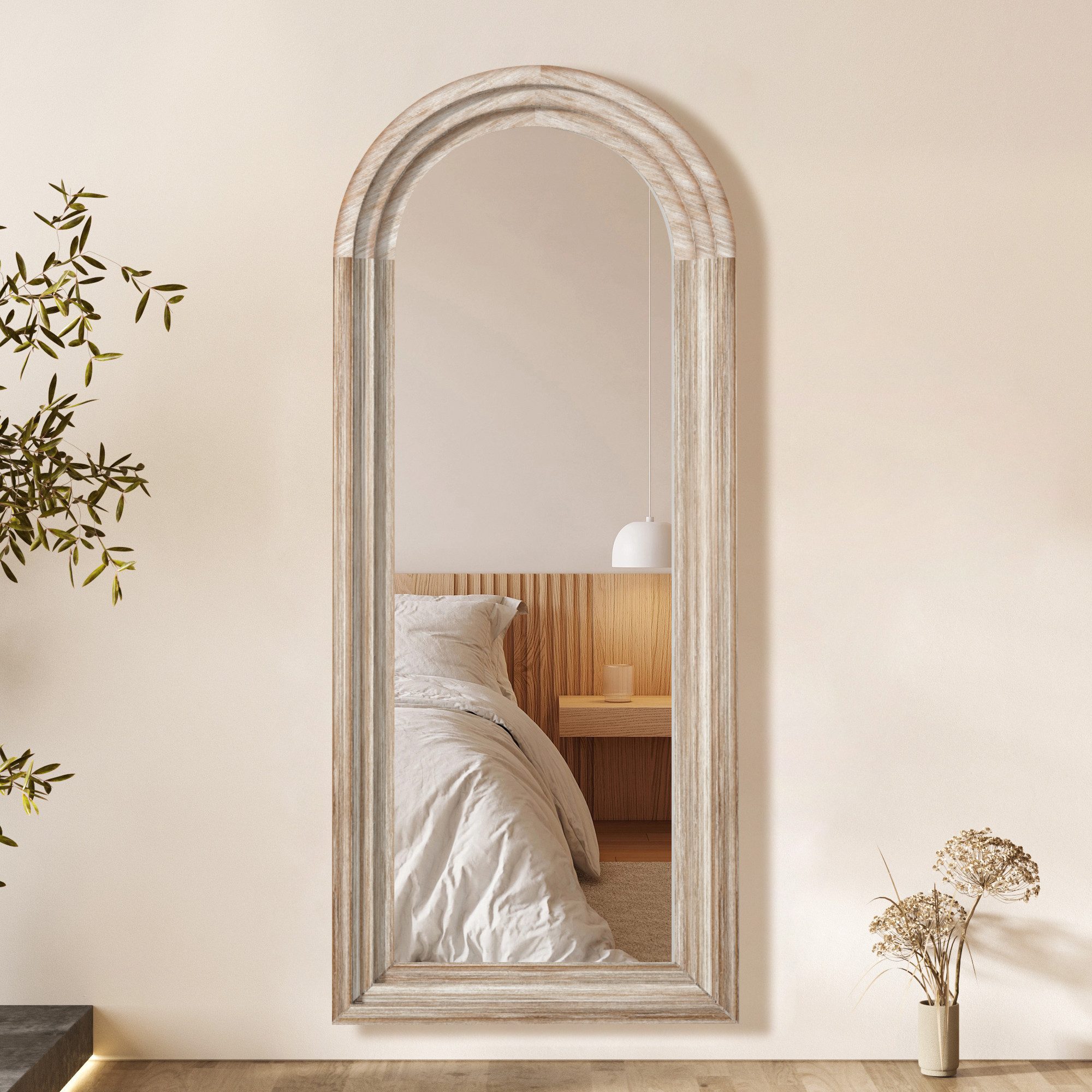 CASSILANDO Ganzkörperspiegel Vintage Bodenspiegel mit Bogen, 165x60cm,Holzr günstig online kaufen