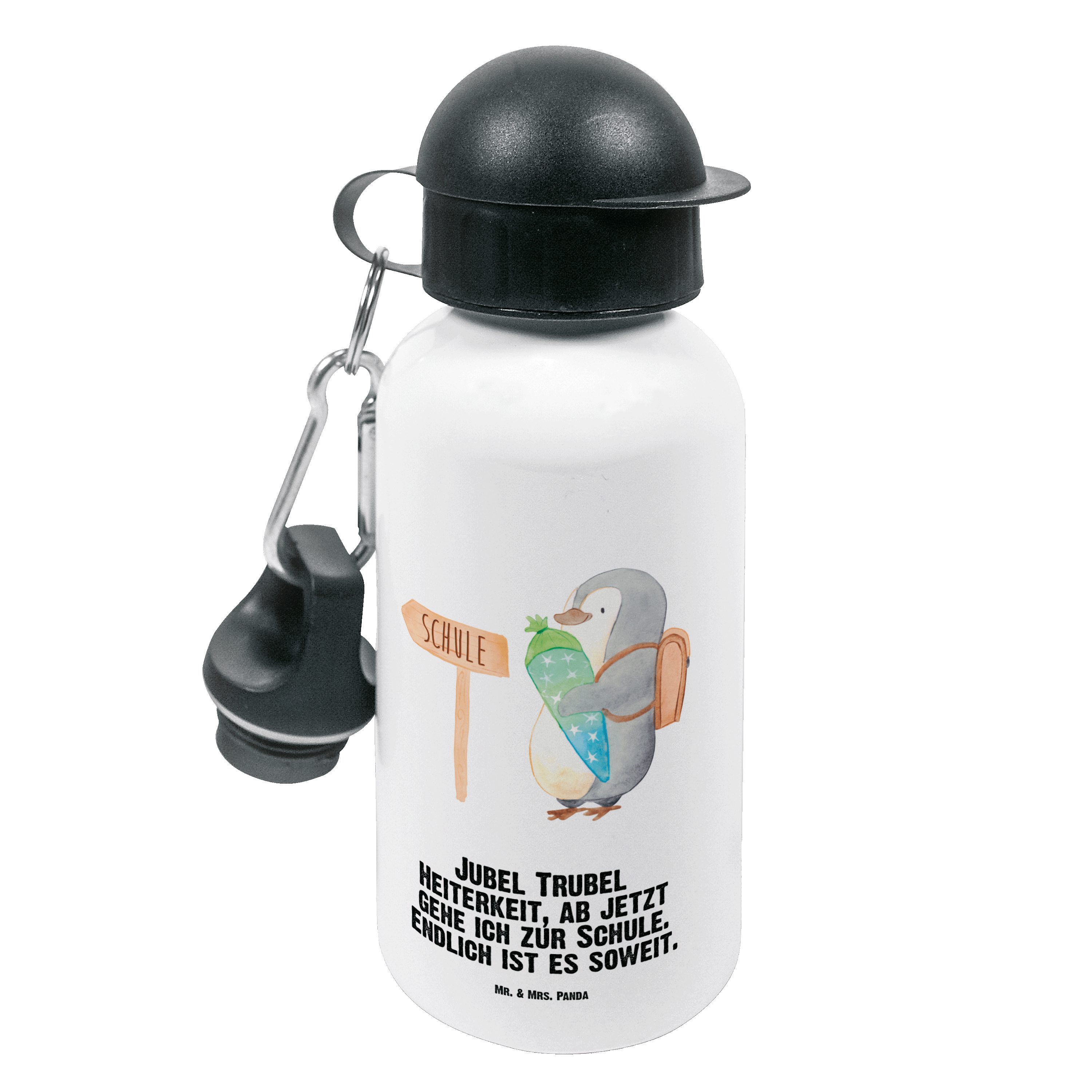 Mr. & Mrs. Panda Trinkflasche Pinguin Schultüte - Weiß - Geschenk, Trinkflasche, Kids, Kinderflasch
