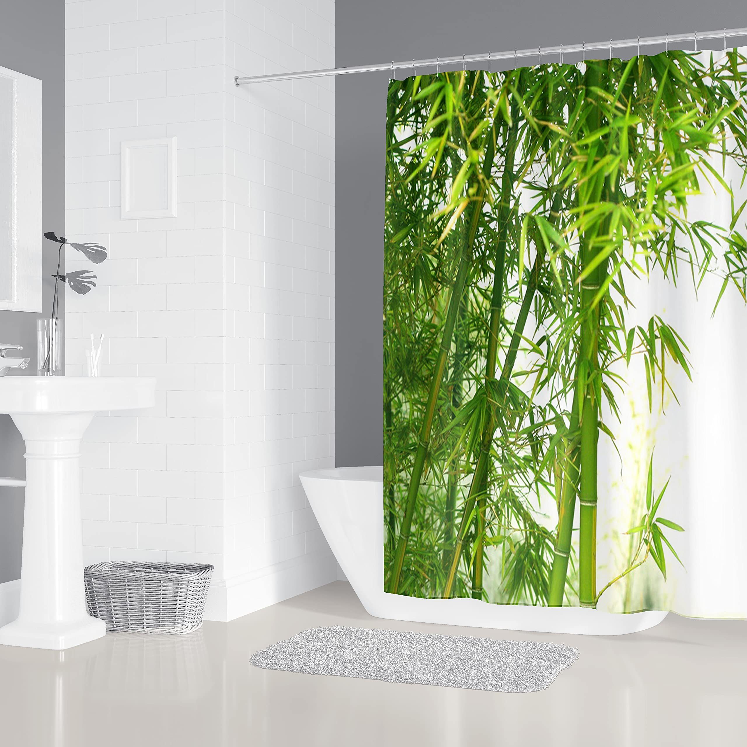 M&W DAS DESIGN Duschvorhang Shower curtains Anti schimmel Waschbar Bambuswald 180x200 180x180 Breite 180 cm
