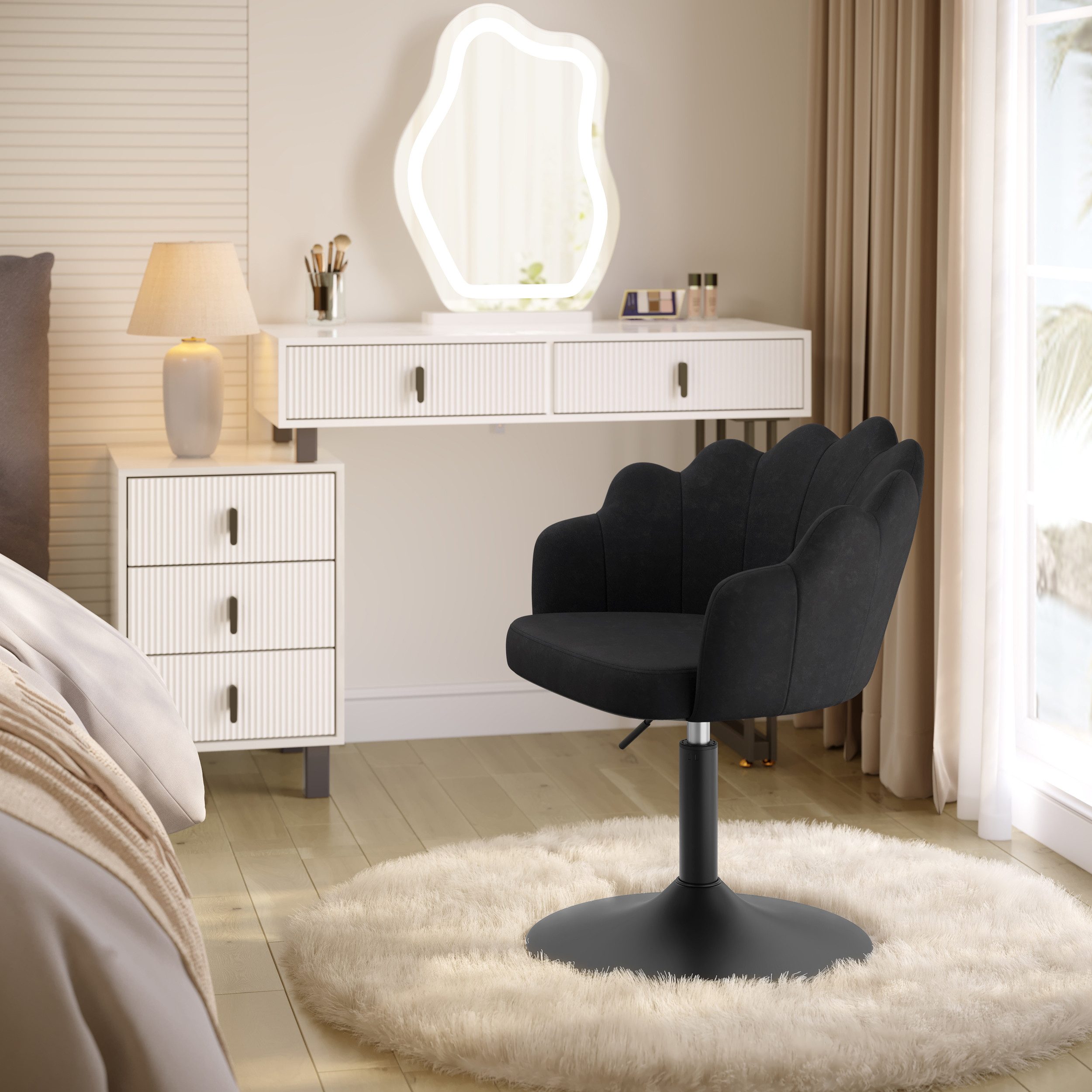 Woltu Bürostuhl (1 St), Schminkstuhl, mit Lehne, höhenverstellbar, drehbar, Samt