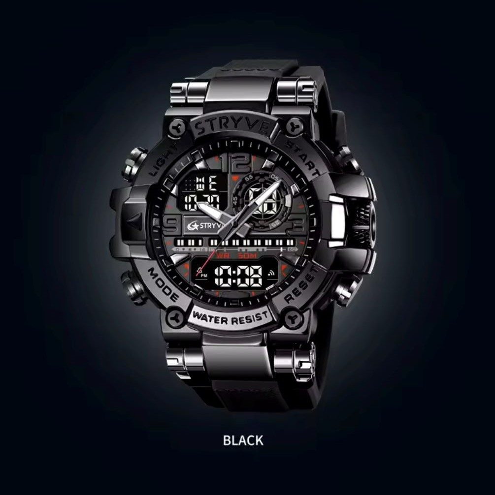 Tidy Quarzuhr Stryve Sportuhr Wasserdichte Digital-Analoge Militär Silikon Armband