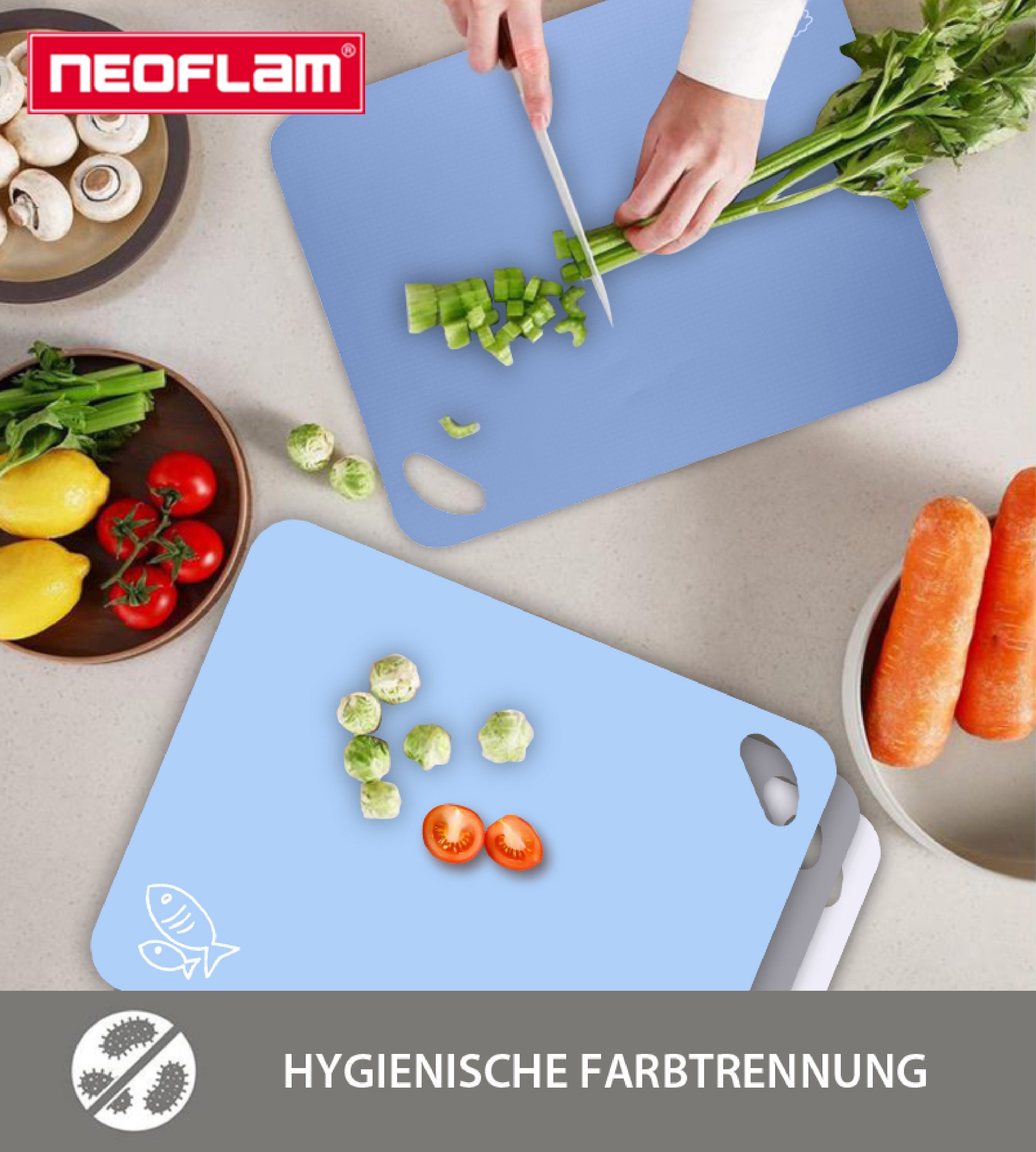 NEOFLAM® Schneidebrett Flexible Schneidematten, 4tlg., Kunststoff, (4-St)