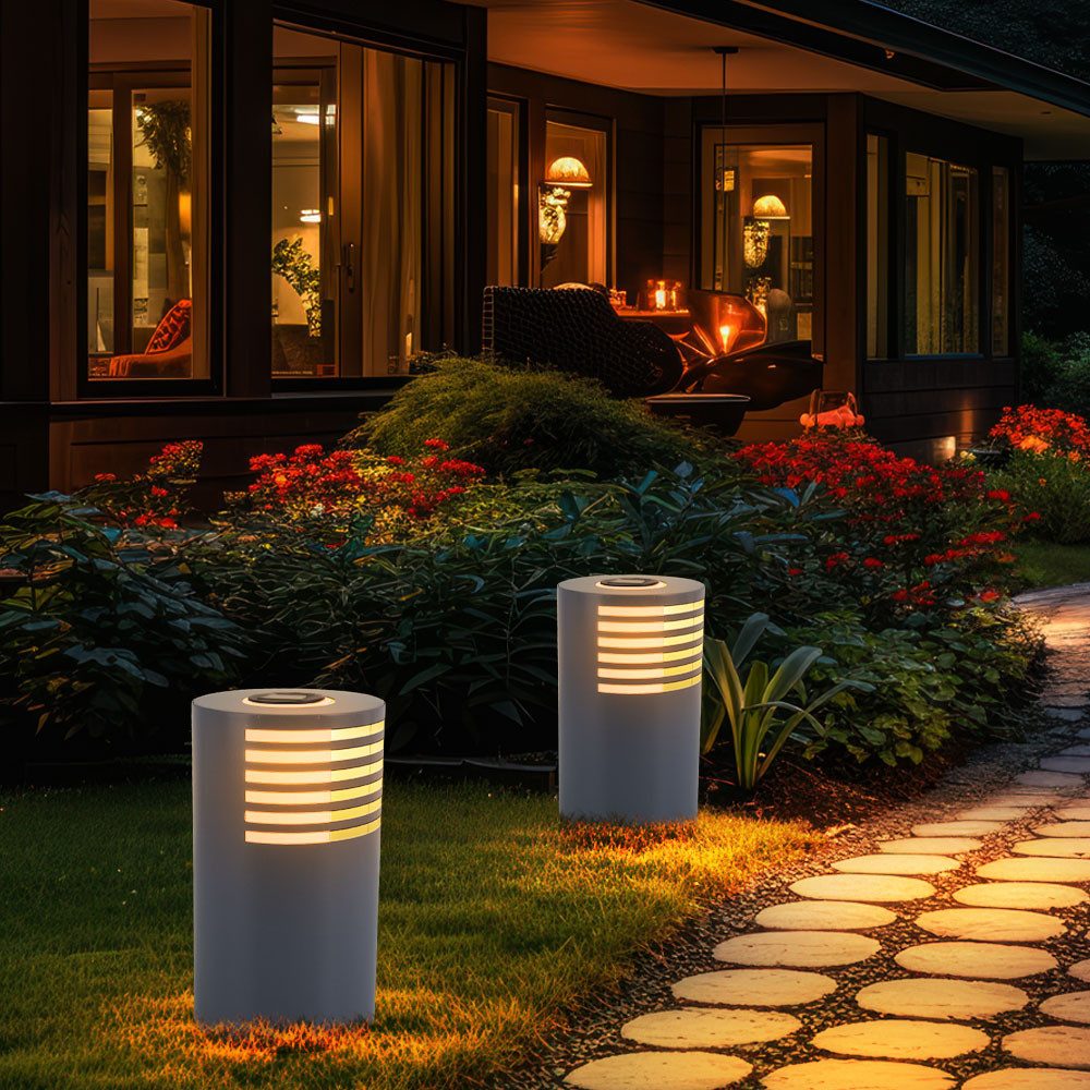 Expo Börse LED Außen-Stehlampe, Leuchtmittel inklusive, Warmweiß, Solarlampe Außenleuchte Gartenlampe LED Wegelampe H 35 cm 2x