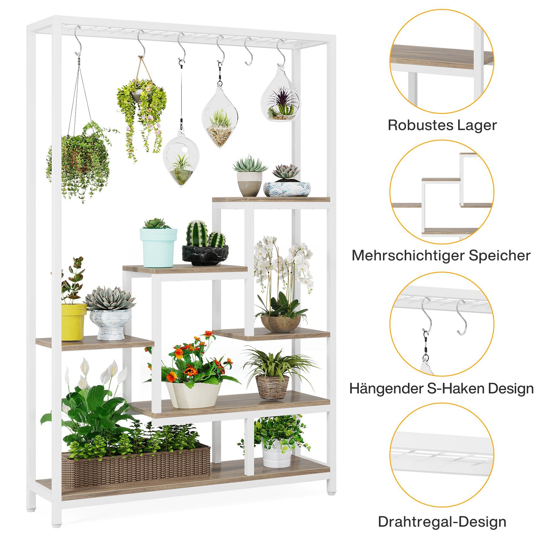 Tribesigns Blumenständer 5 Ebenen Pflanzenregal mit 10 S-Haken – Bild 5 von 5