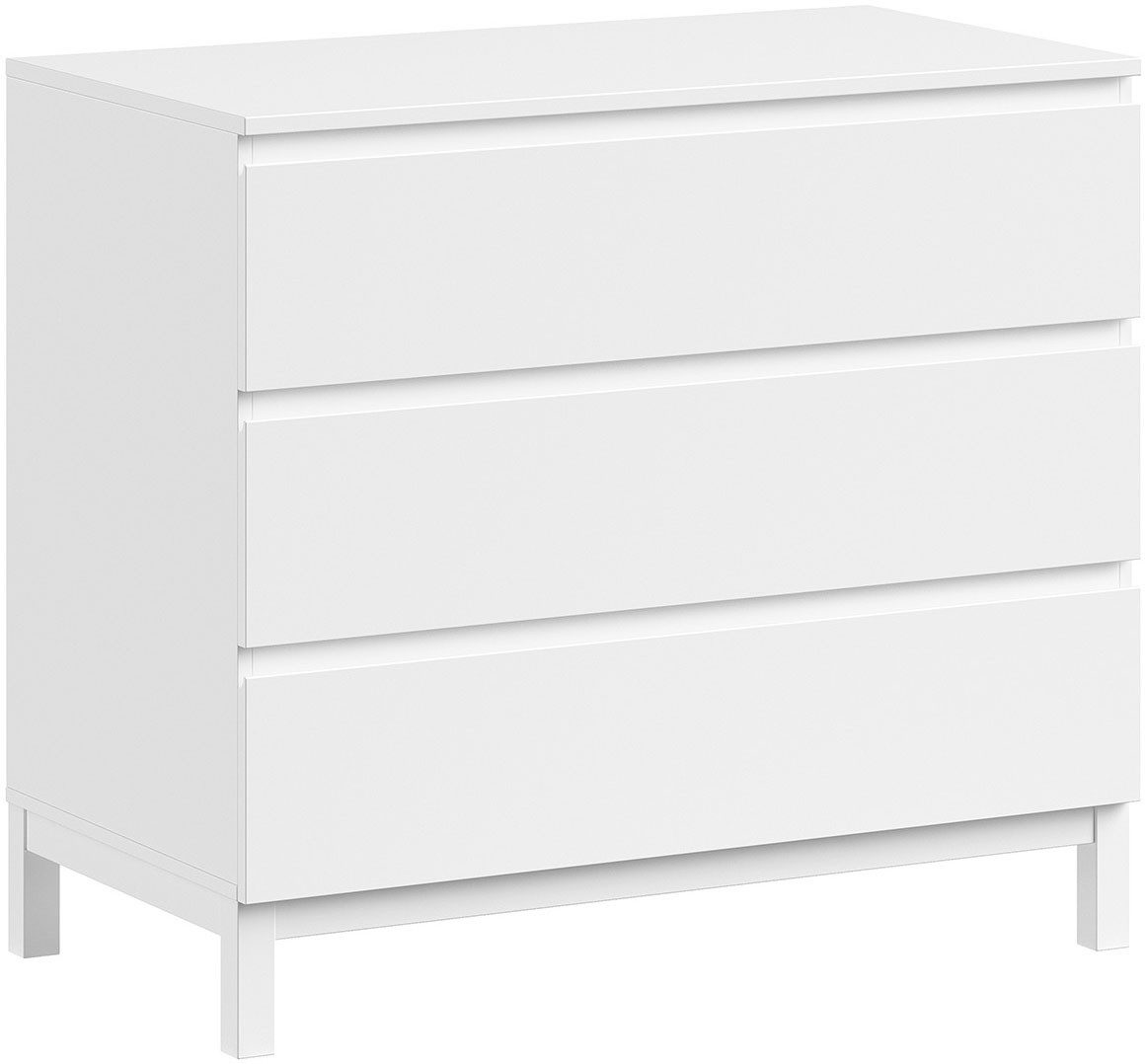 Vipack Schubkastenkommode in gradlinigem Design, glatten Fronten und pflegeleichter Oberfläche, inkl. 3 geräumigen Schubladen, Oberfläche weiß lackiert