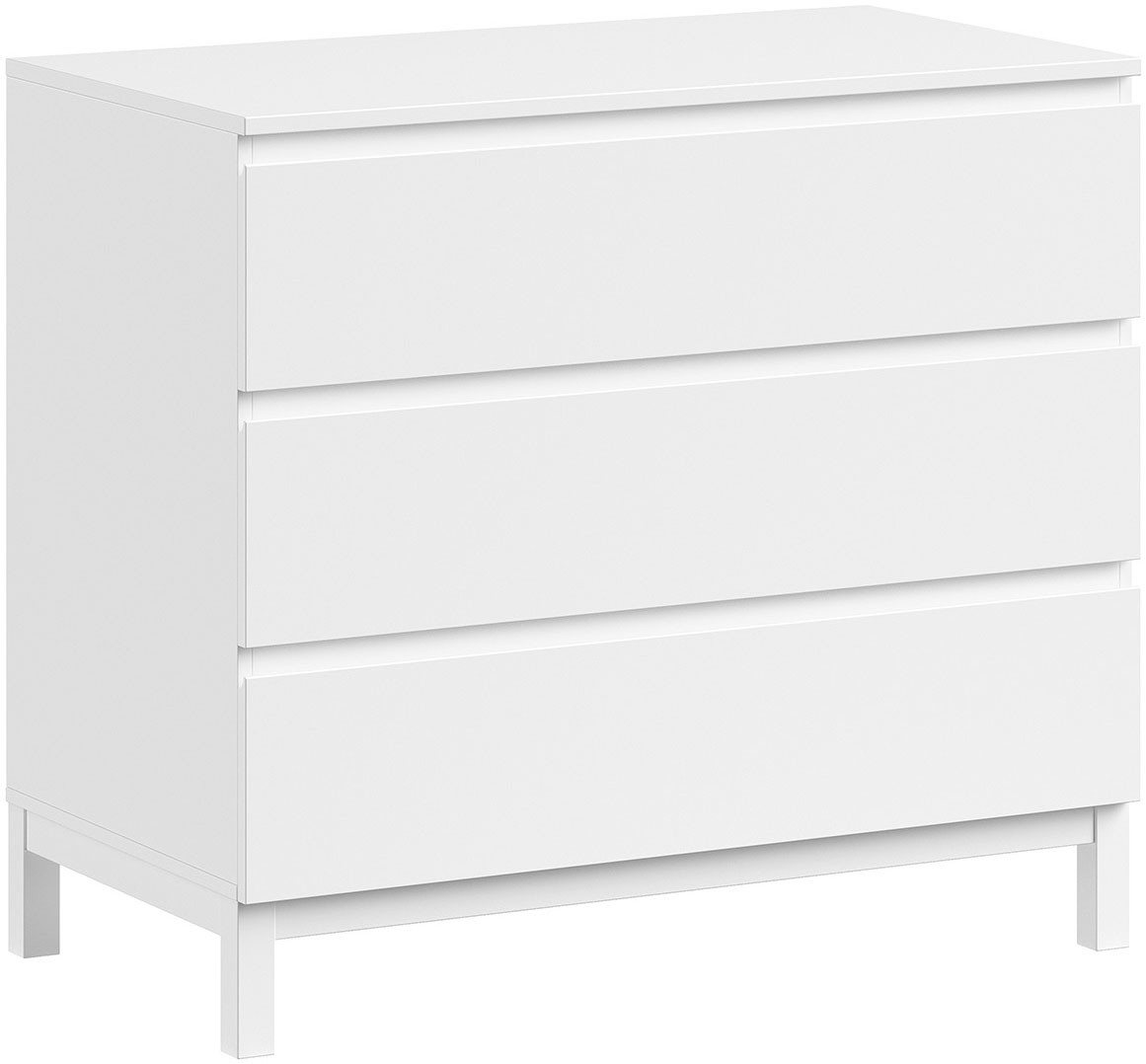 Vipack Schubkastenkommode in gradlinigem Design, glatten Fronten und pflegeleichter Oberfläche, inkl. 3 geräumigen Schubladen, Oberfläche weiß lackiert