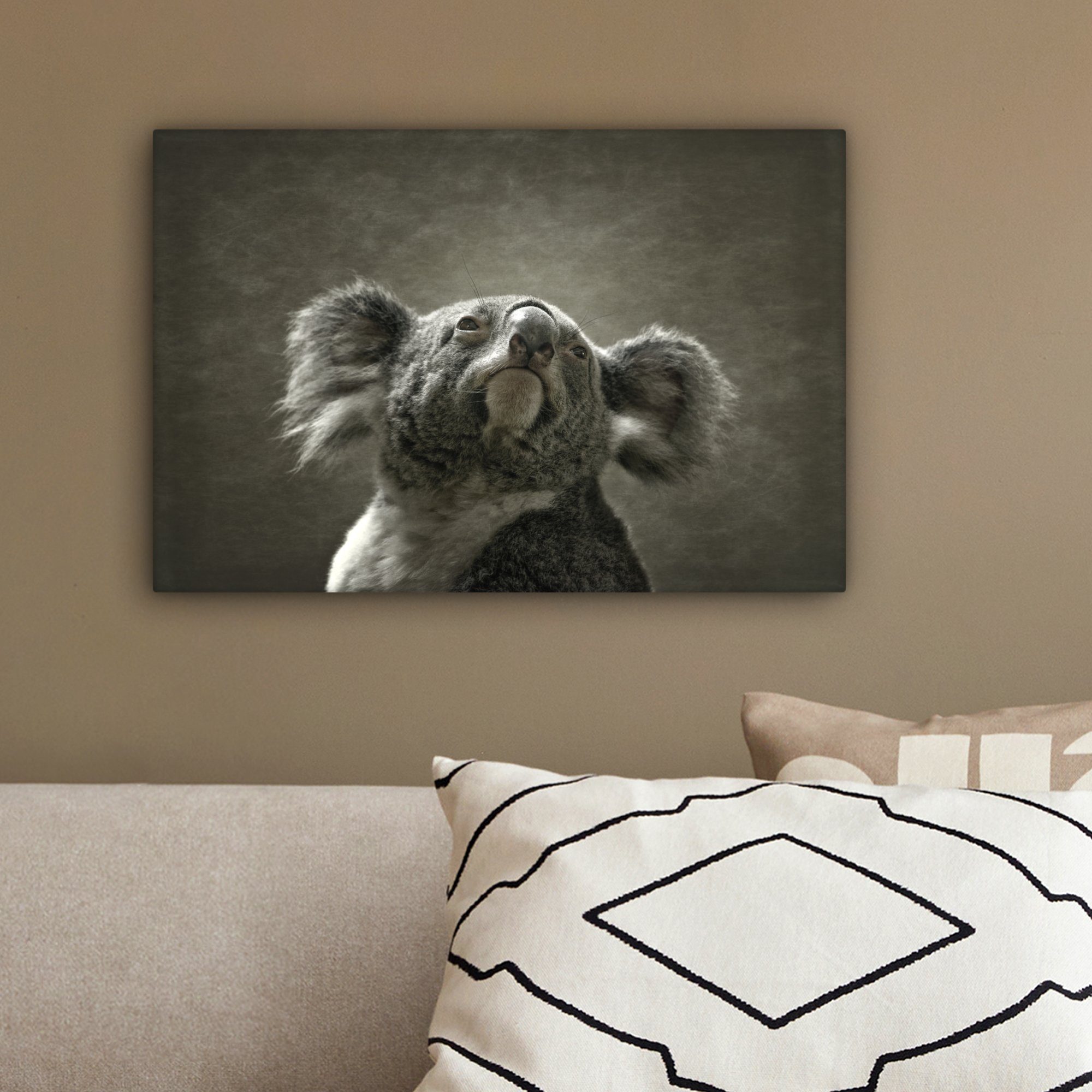 Leinwandbild Kontur, Leinwandbilder, St), - Wandbild Koala Aufhängefertig, OneMillionCanvasses® cm Tiere (1 Wanddeko, 30x20 -