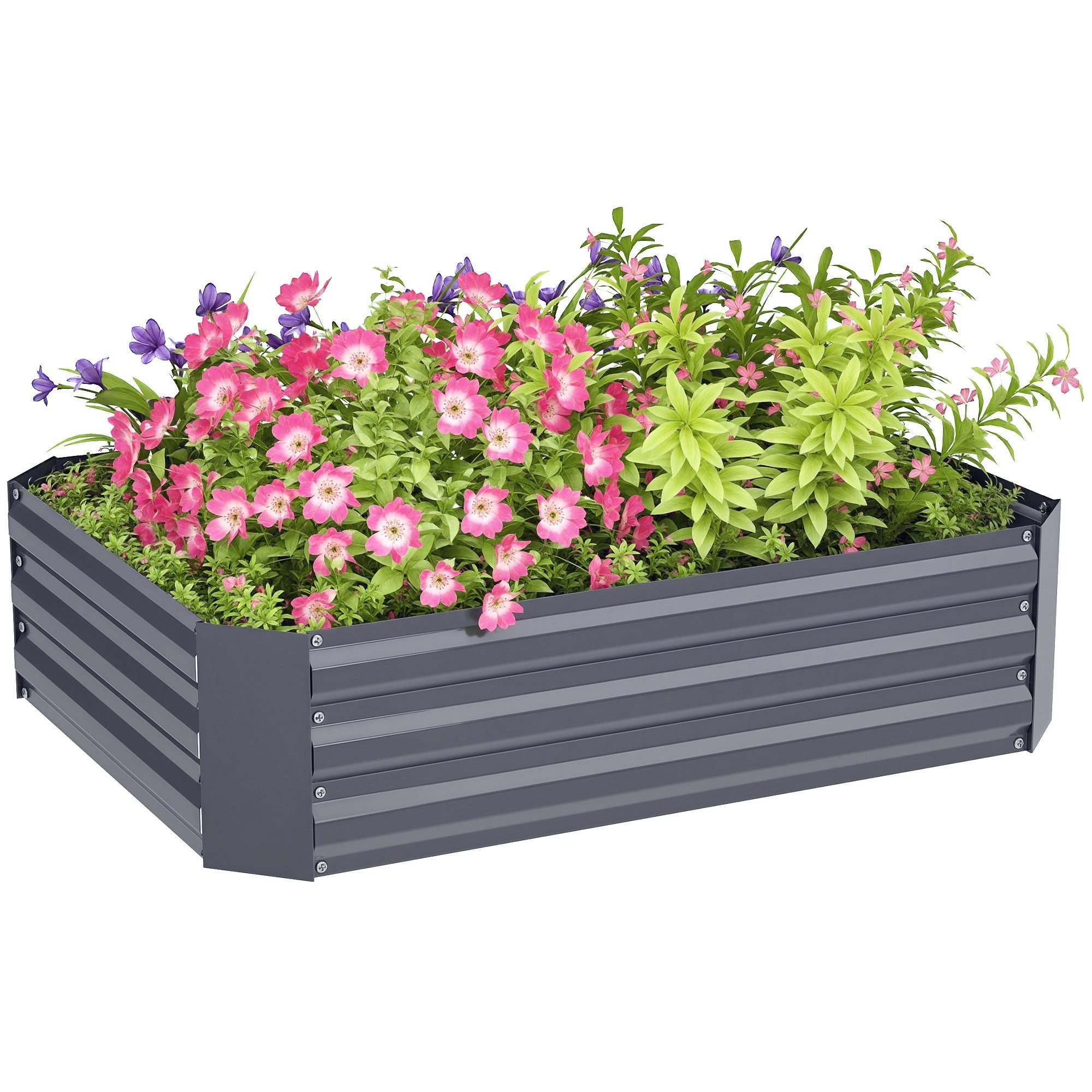 Outsunny Hochbeet Pflanzbeet aus Stahl, Blumenkasten stapelbar (Pflanzkasten, 1 St., Gemüsebeet), 120 x 90 x 30 cm für Garten Balkon Terrasse, für Blumen, Pflan – Bild 2 von 5