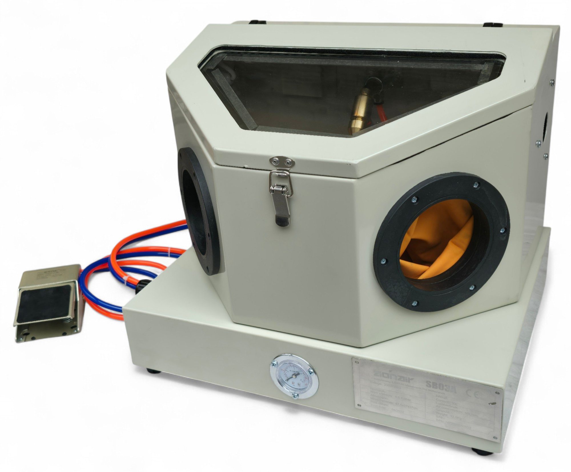 DeTec. Sandstrahlkabine 30l Sandstrahlgerät mit Fußpedal inkl. Zubehör Druckluft Strahlgerät, 30 l, 30 l, max. 8 bar, Sandstrahler mit Beleuchtung