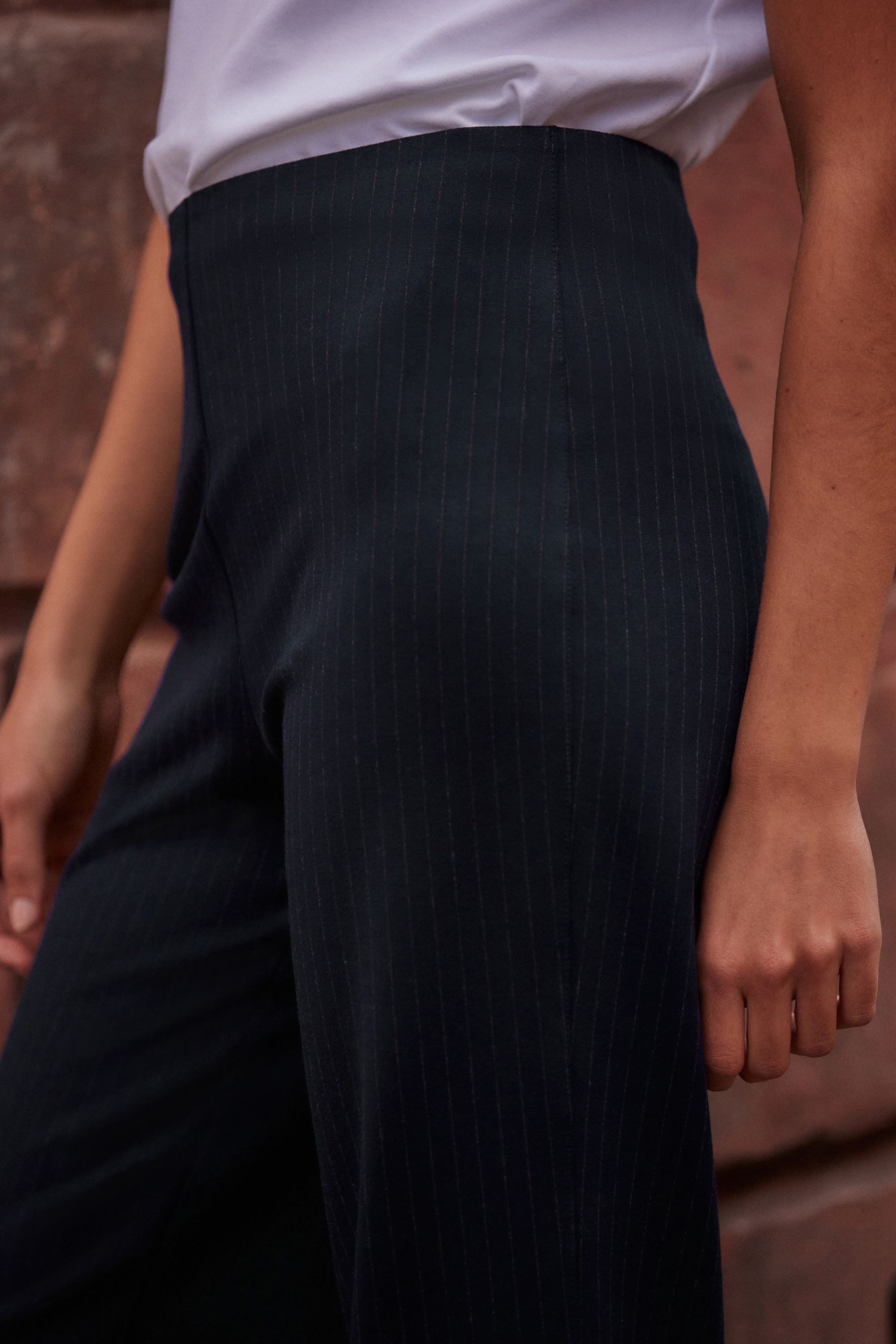 Next Jerseyhose Nahtlos Ponte-Hose mit weitem Bein – Kurzgröße (1-tlg)