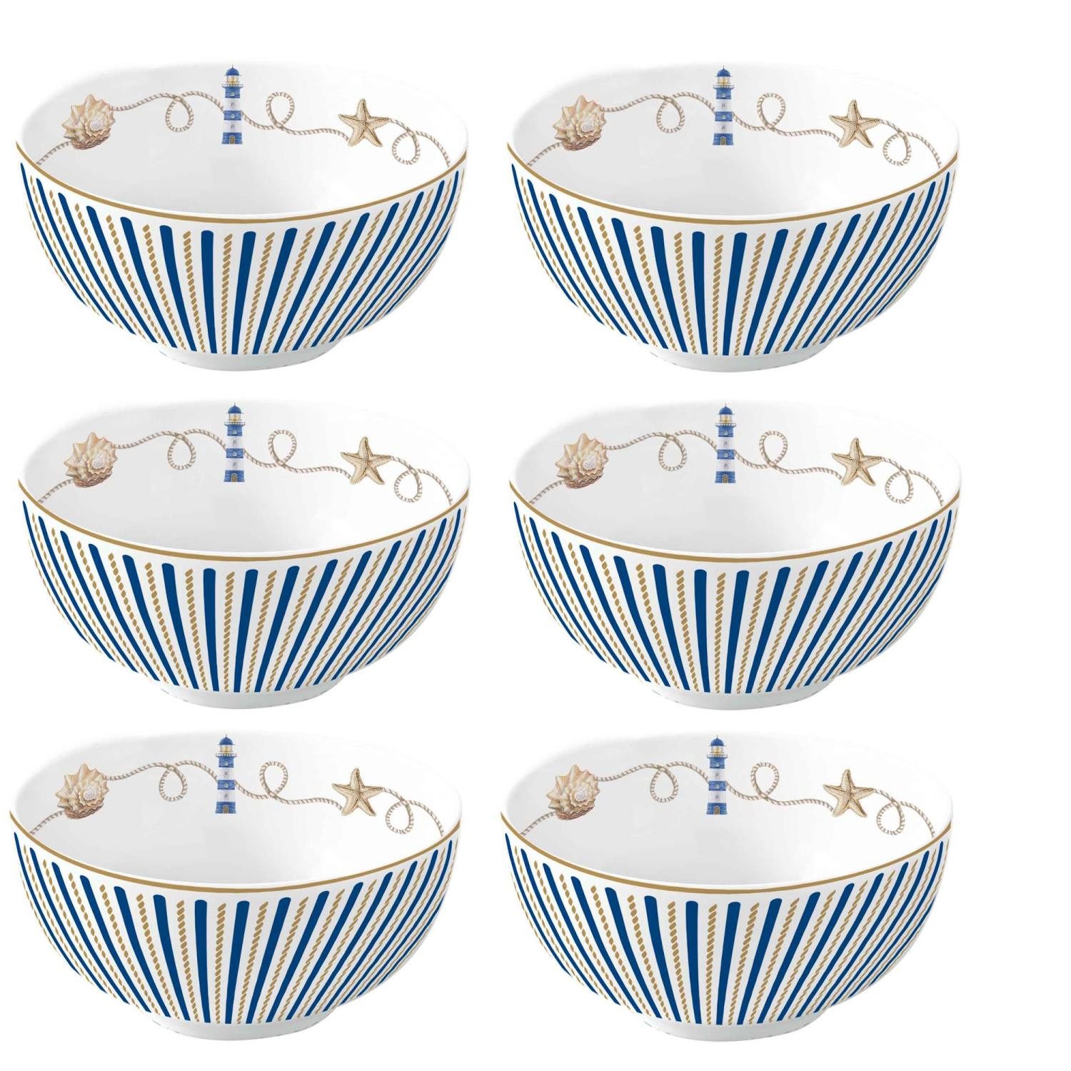 EasyLife Dessertschale Blue Lighthouse, Porzellan, Spülmaschinengeeignet, Mehrfarbig, Motiv: Leuchtturm