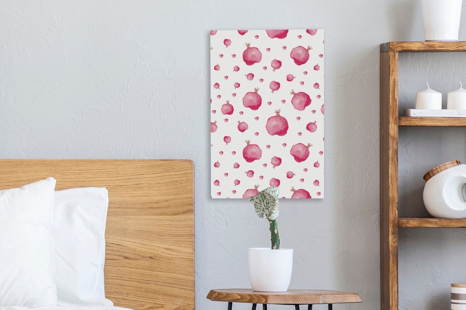 OneMillionCanvasses® Leinwandbild Granatapfel - Obst St), inkl. 20x30 Aquarellfarbe, Zackenaufhänger, fertig (1 Leinwandbild - bespannt cm Gemälde